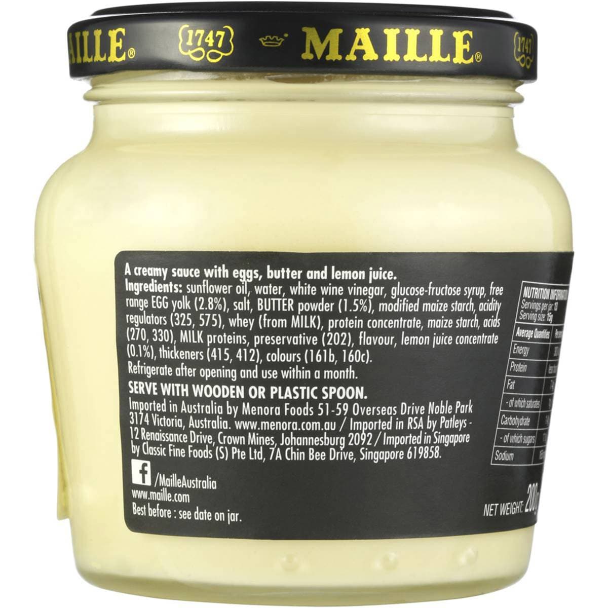 Maille Hollandaise Cream Sauce With Lemon Juice 200ml Woolworths