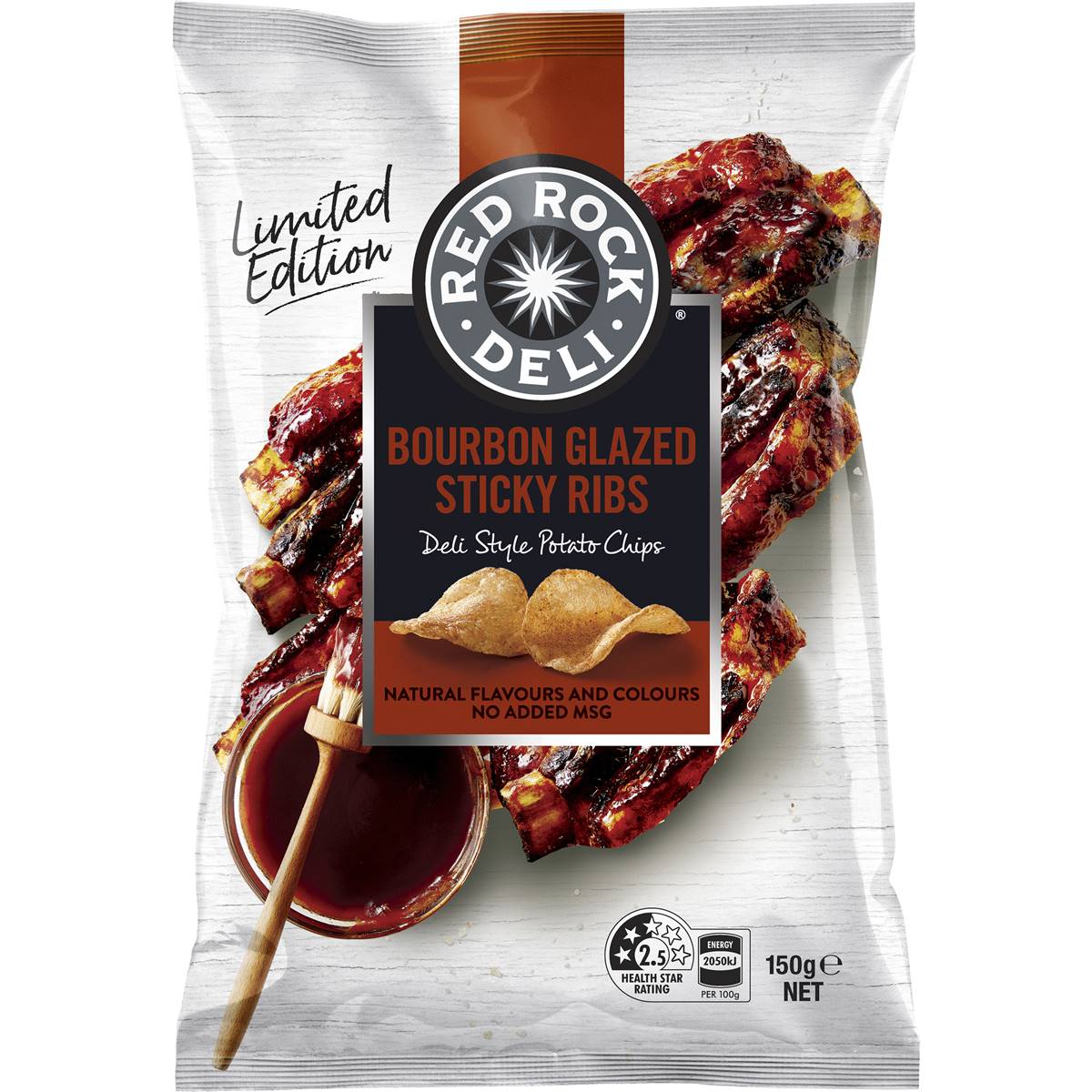 Red Rock Deli Potato Chips Bourbon Glazed Sticky Ribs 150g Woolworths