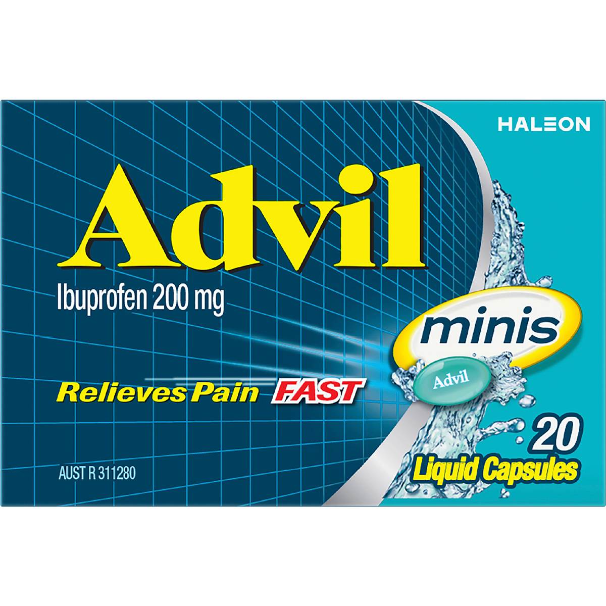 Advil Minis Liquid Capsules Ibuprofen Pain & Fever Relief 20 Pack Woolworths