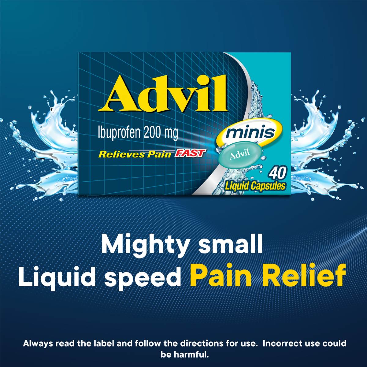 Advil Minis Liquid Capsules Ibuprofen Pain & Fever Relief 20 Pack