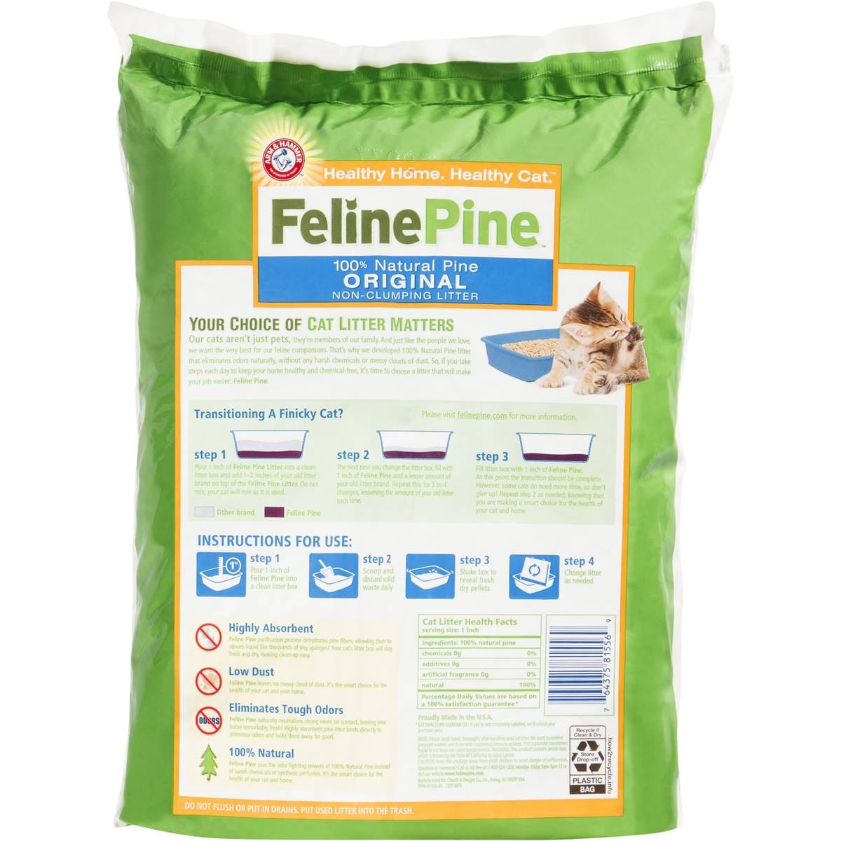 Arm & Hammer Feline Pine Original Non Clumping Cat Litter 3.18kg