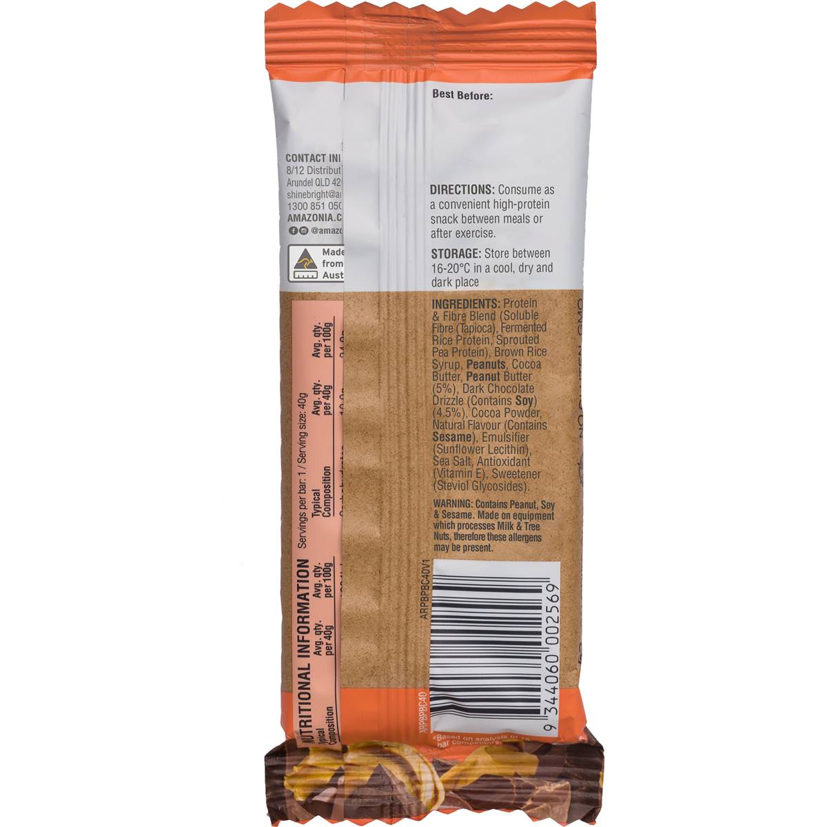 Raw Protein Bar Peanut Butter Choc Melt 40g | Woolworths