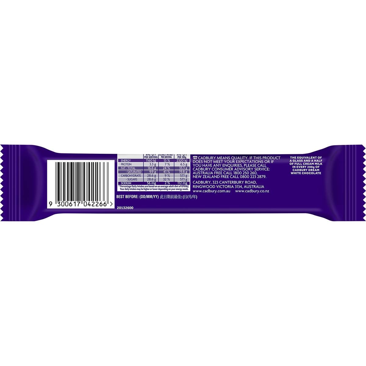 Cadbury Dream White Chocolate Bar 50g | Woolworths