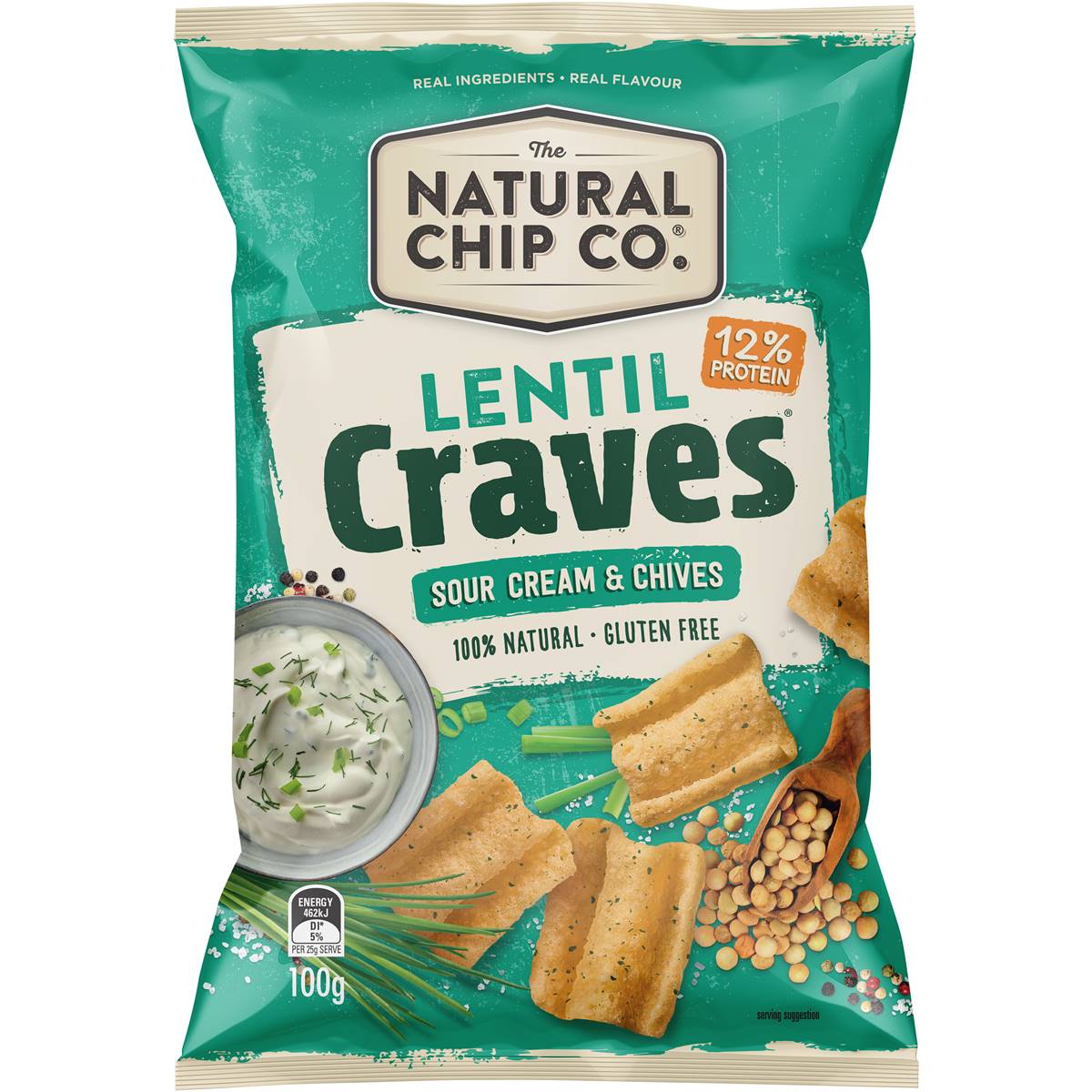 The Natural Chip Co. Lentil Craves Sour Cream & Chives 100g Woolworths