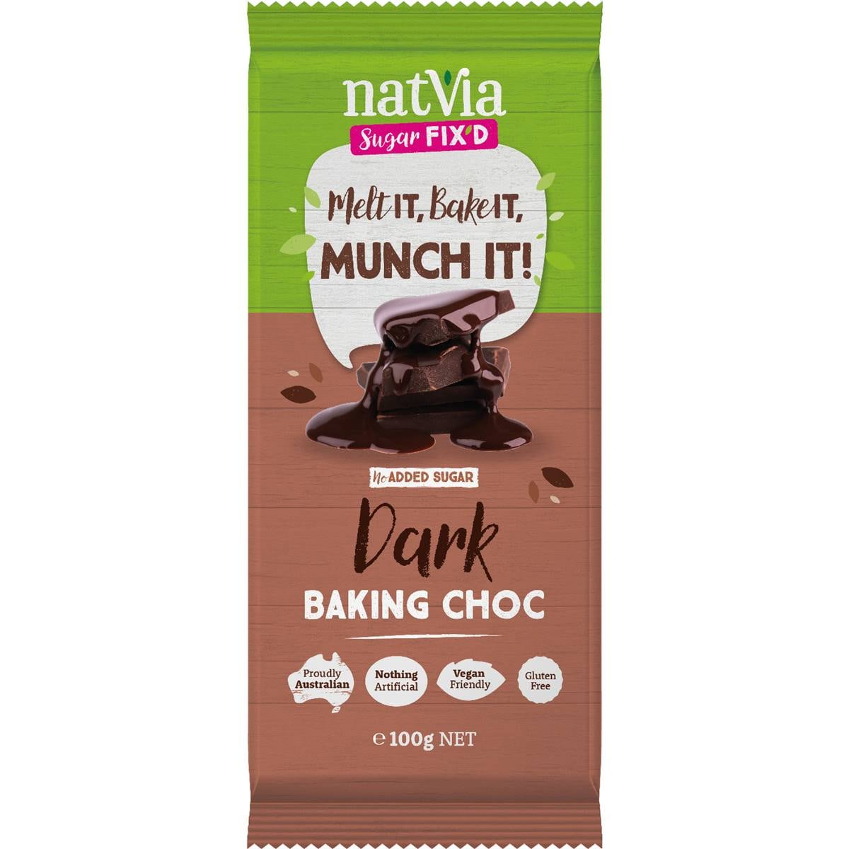 Natvia Baking Dark Chocolate Block 100g Woolworths