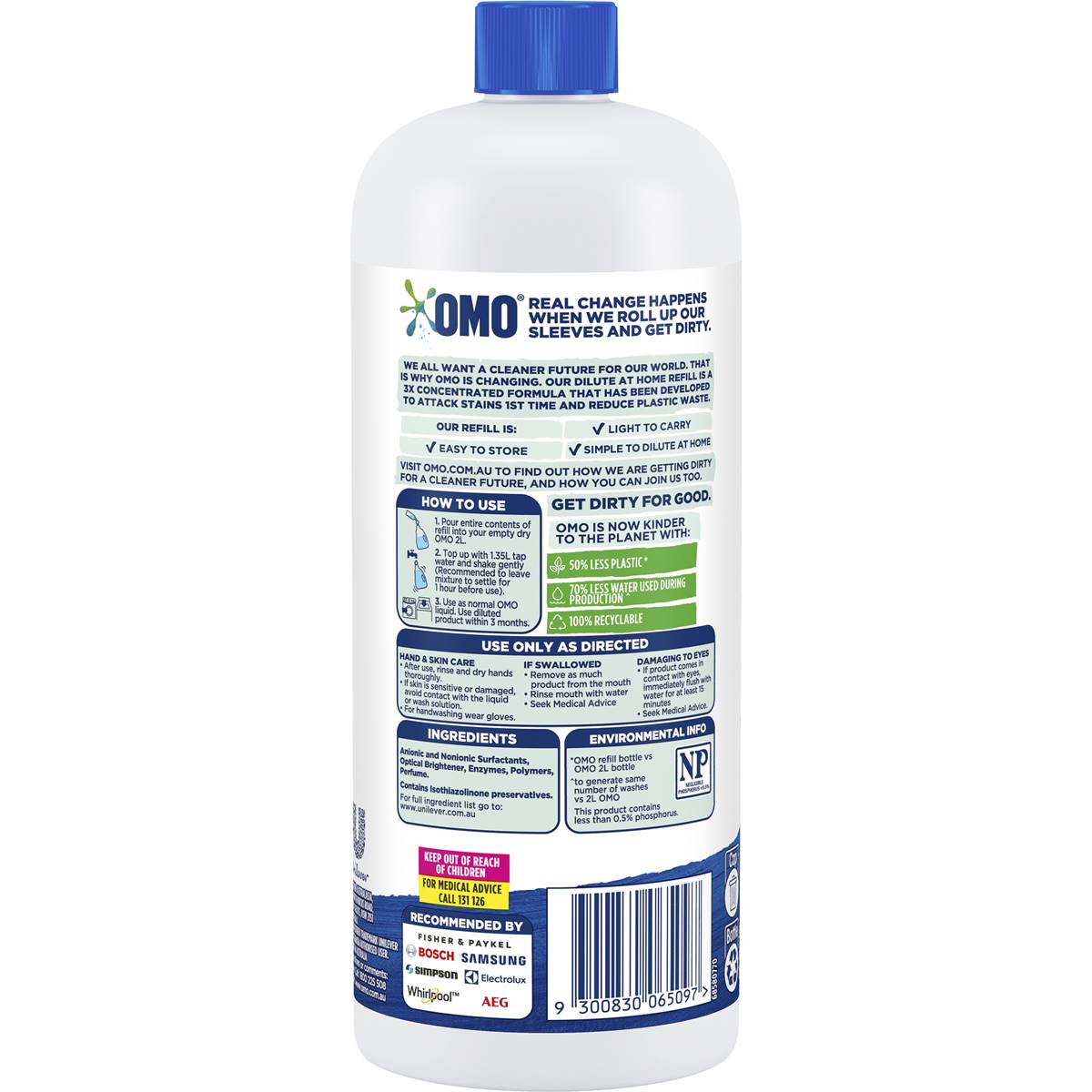Omo Laundry Liquid Refill Dilute At Home 665 Ml Woolworths