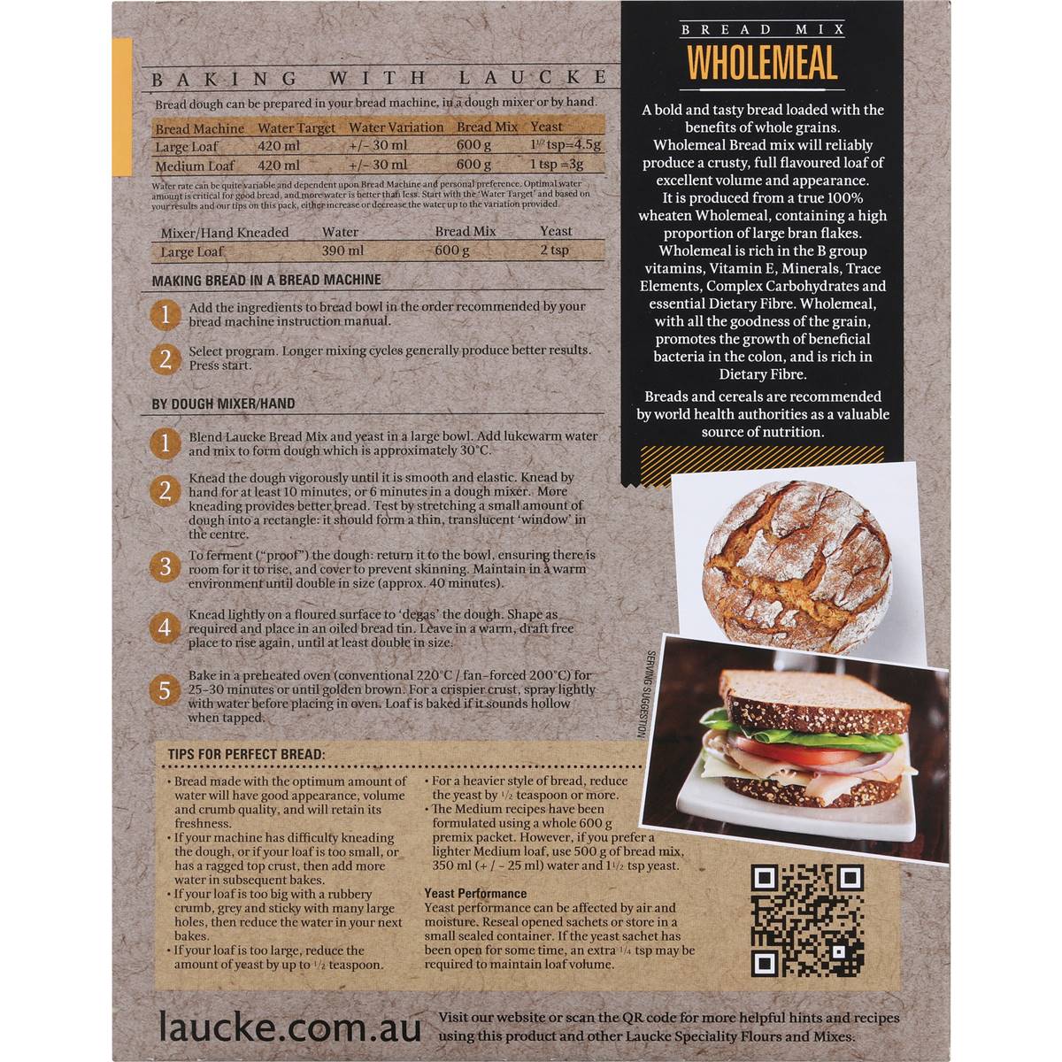 Laucke Wholemeal Bread Mix 2.4kg Woolworths