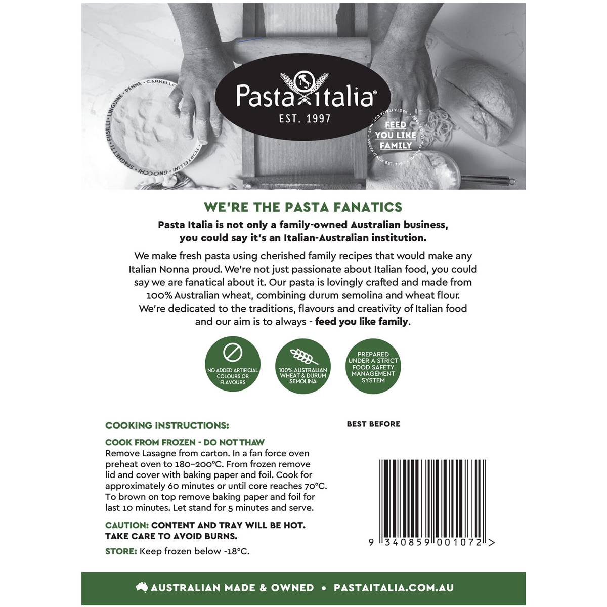 Pasta Italia Beef Lasagne 800g Woolworths