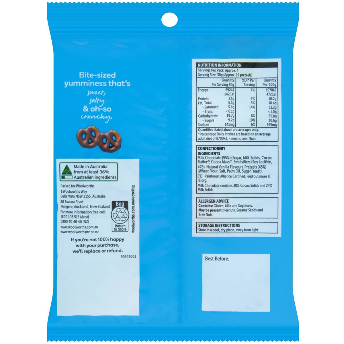 Woolworths Milk Chocolate Pretzels 140g Woolworths