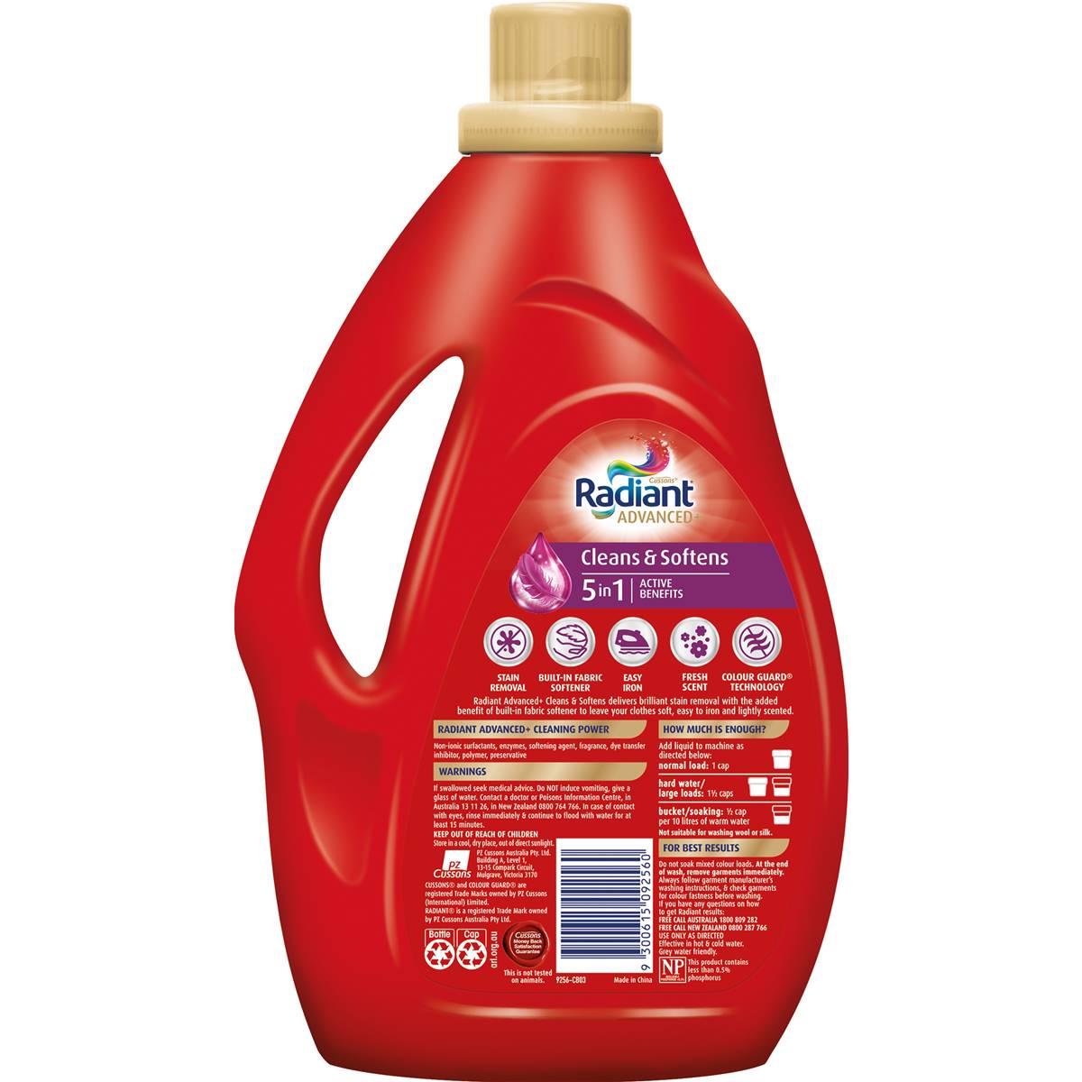 Radiant Advanced+ Cleans & Softens 5 In1 Laundry Liquid Detergent 1.8l Woolworths