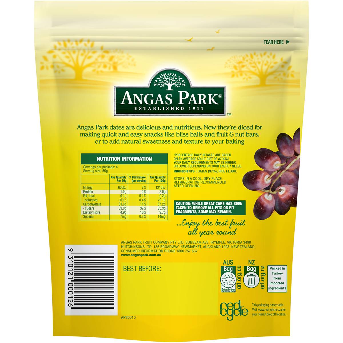 Angas Park Diced Dates 200g Woolworths