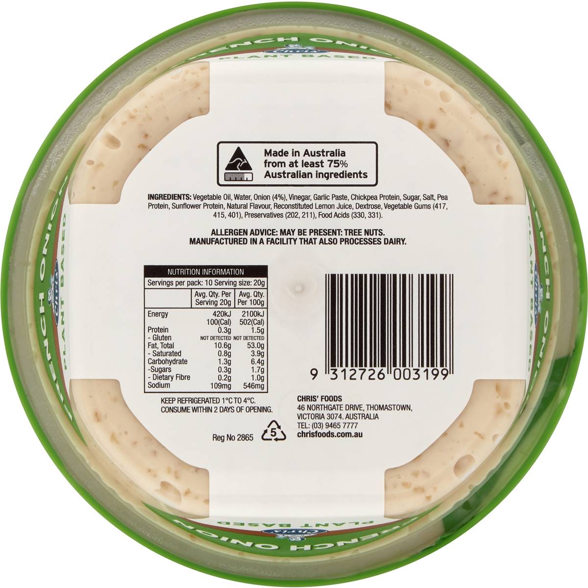 Chris' Plant Based French Onion Dip 200g | Woolworths