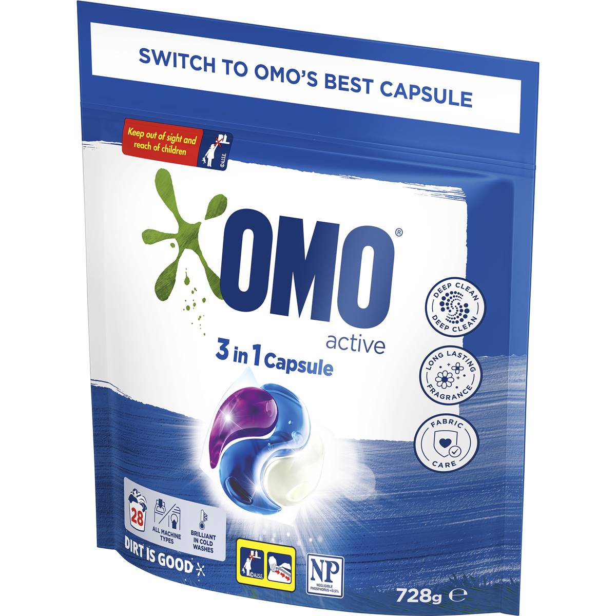 Omo Laundry Capsules 3 In 1, Active 28 Pack | Woolworths