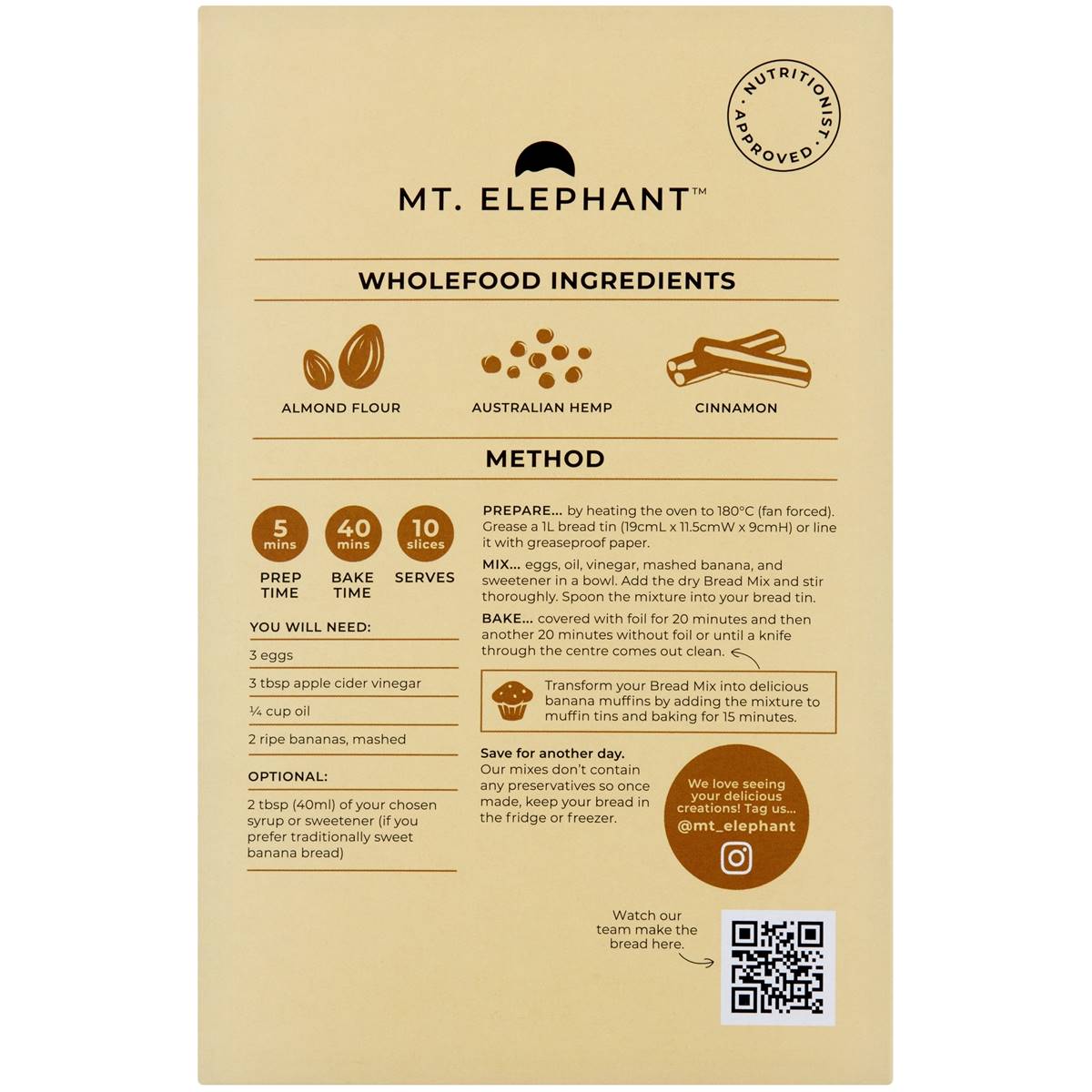 Mt Elephant Banana Protein Bread Mix 300g Woolworths