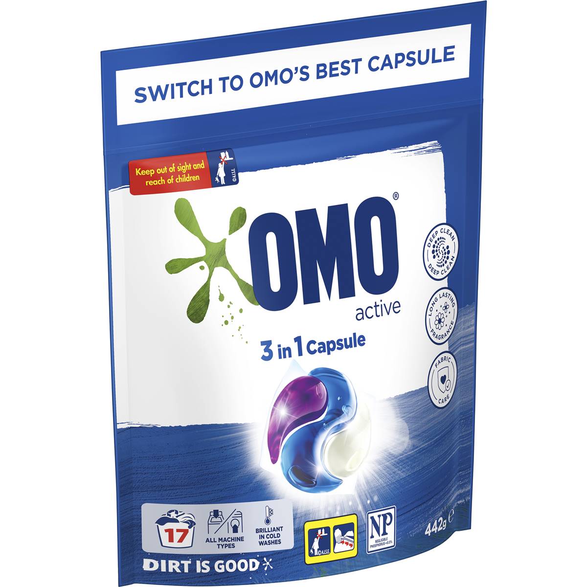 Omo Laundry Capsules 3 In 1, Active 17 Pack | Woolworths