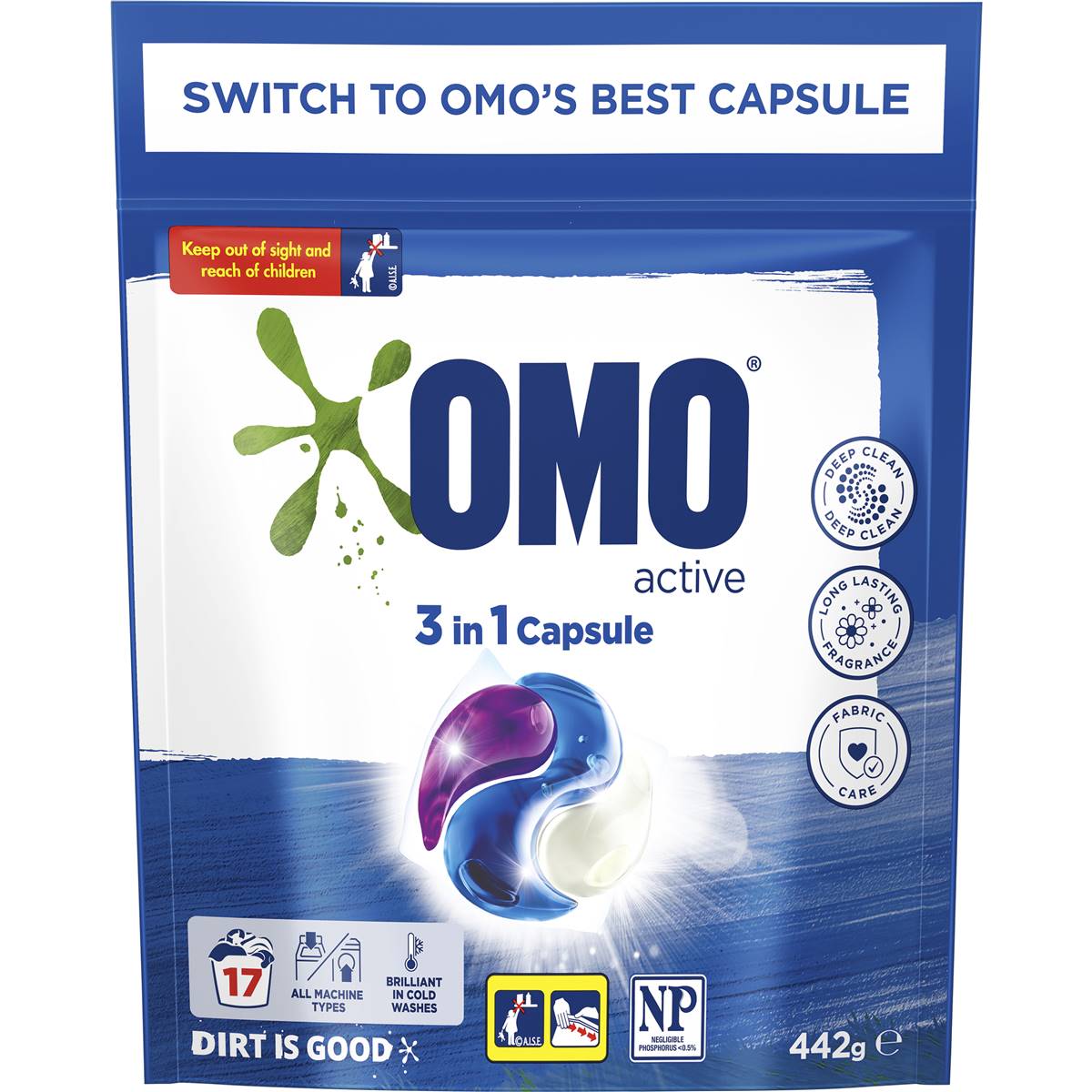 Omo Laundry Capsules 3 In 1, Active 17 Pack | Woolworths