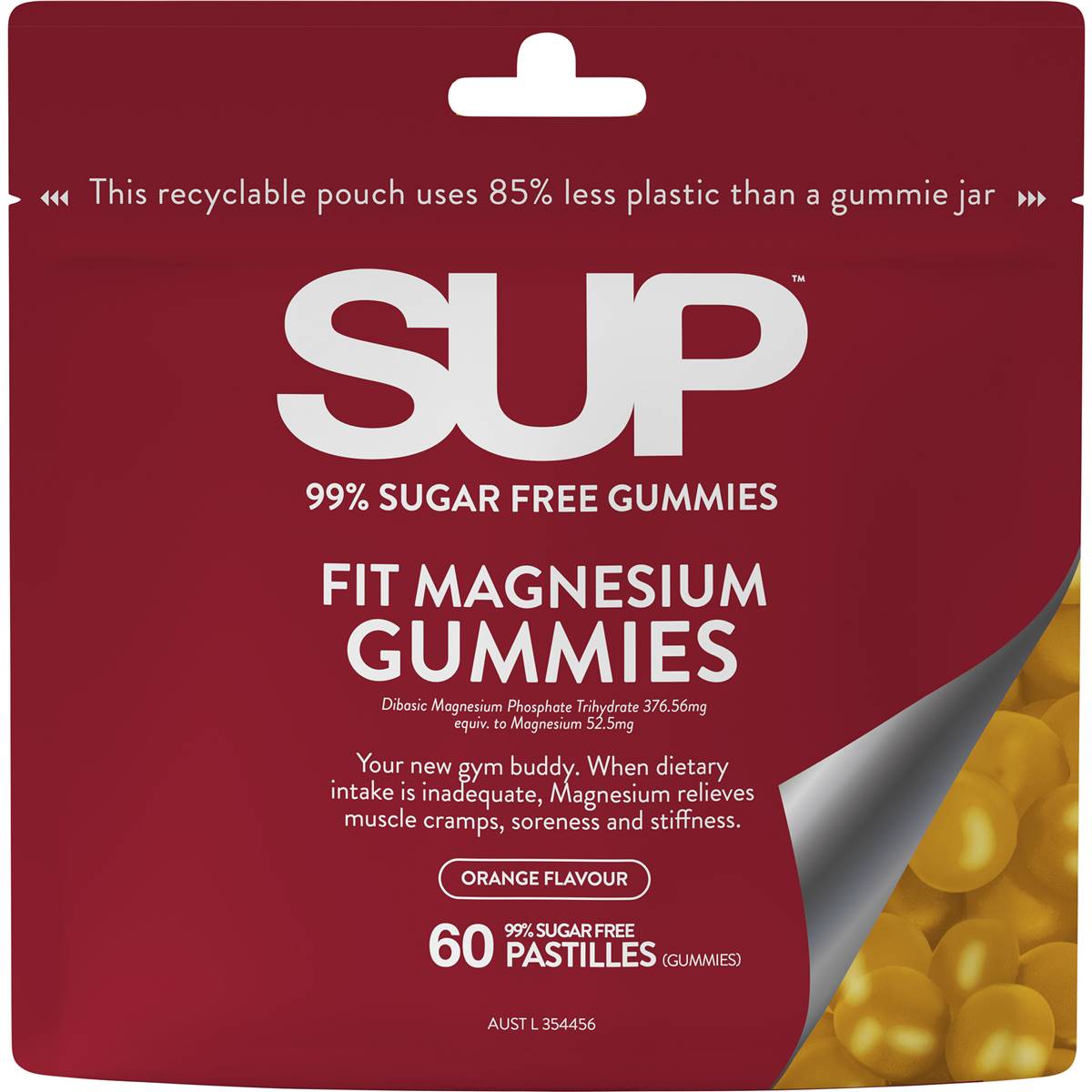 Sup Sup Fit Magnesium Gummies Orange Flavour 60 Pack Woolworths