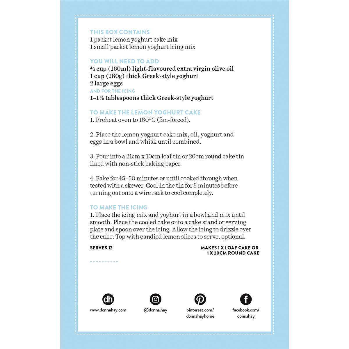 Donna Hay Tangy Lemon Yoghurt Cake 500g Woolworths