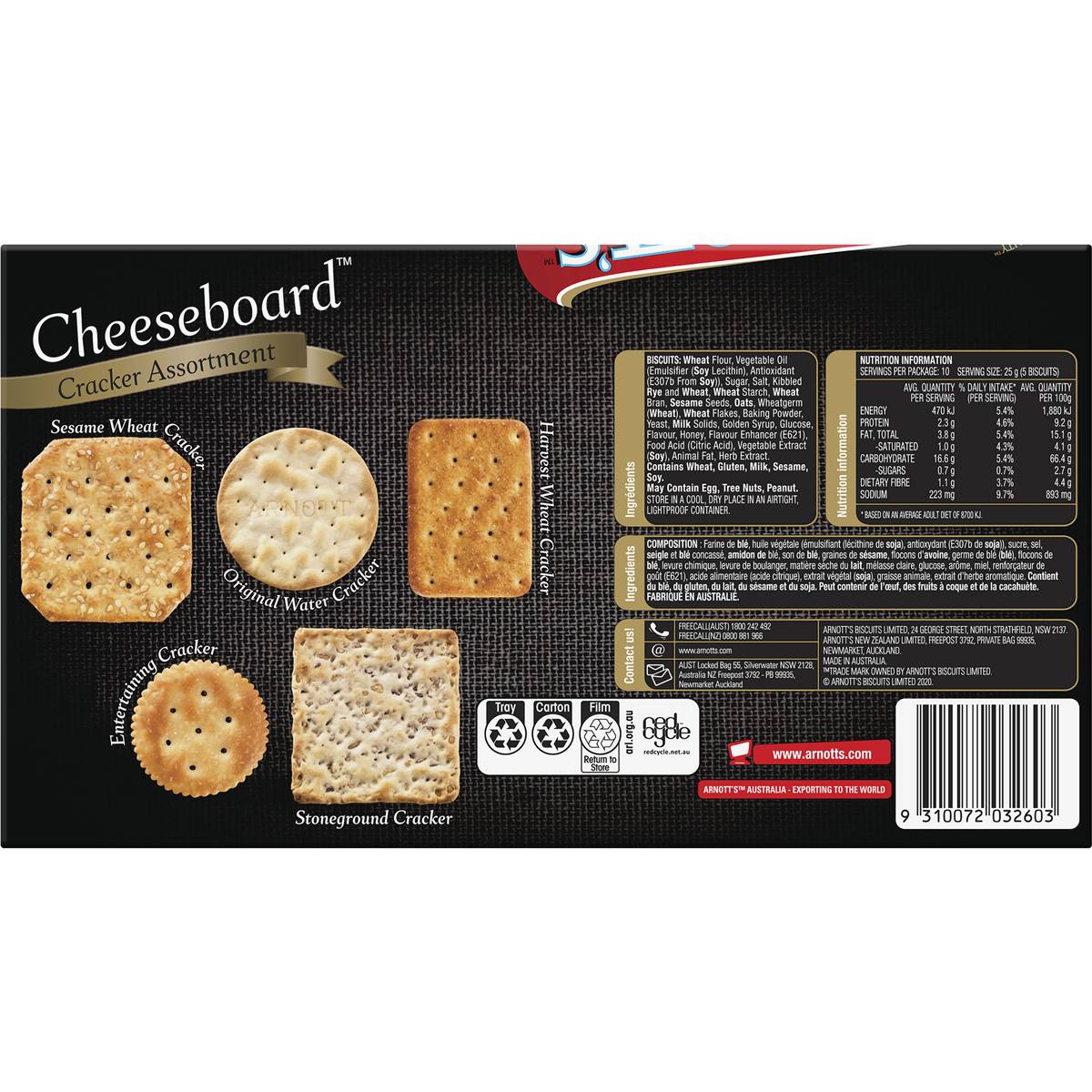 Arnott's Cheeseboard Cracker 250g Woolworths