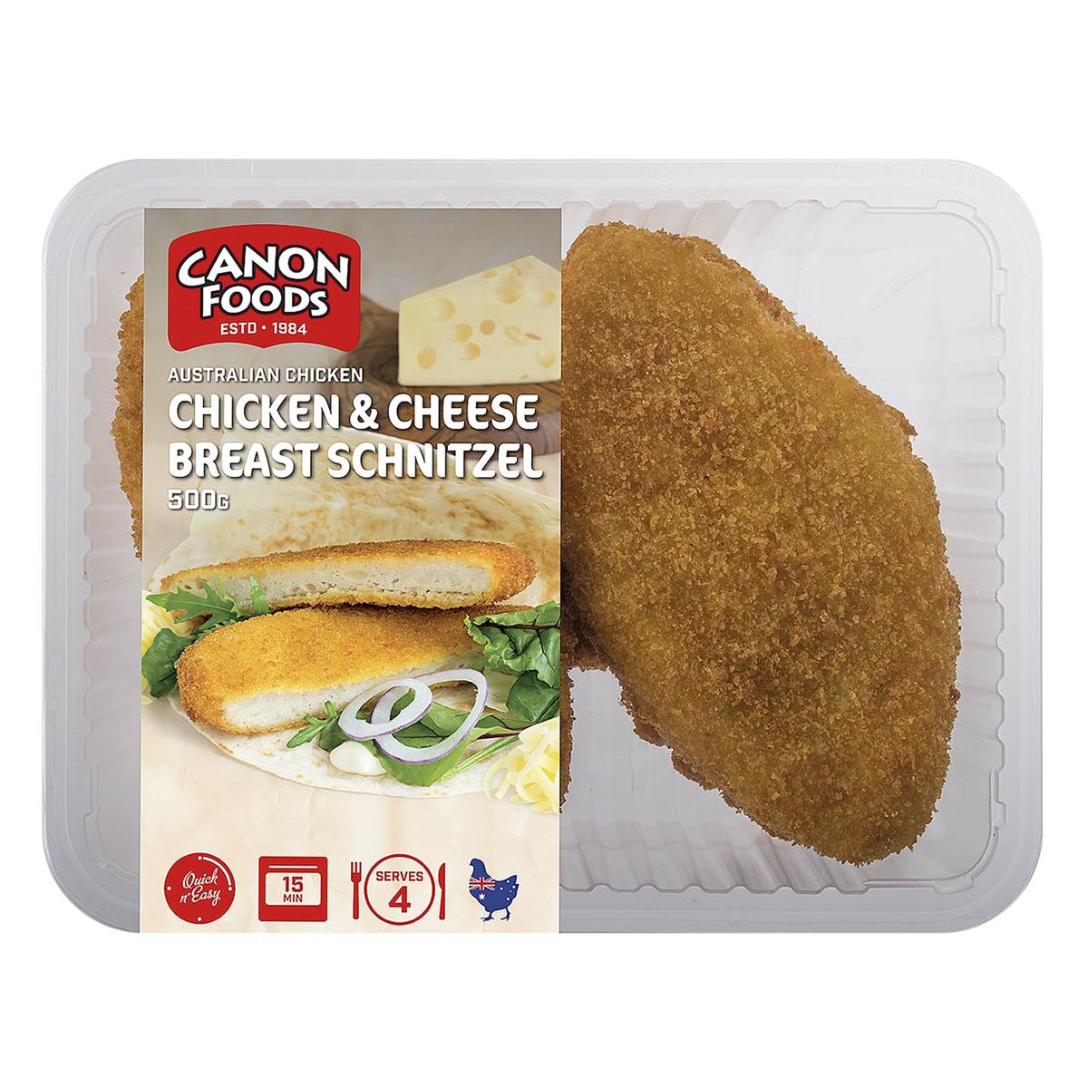 Quick Cook Crumbed Chicken & Cheese Schnitzel 500g Woolworths