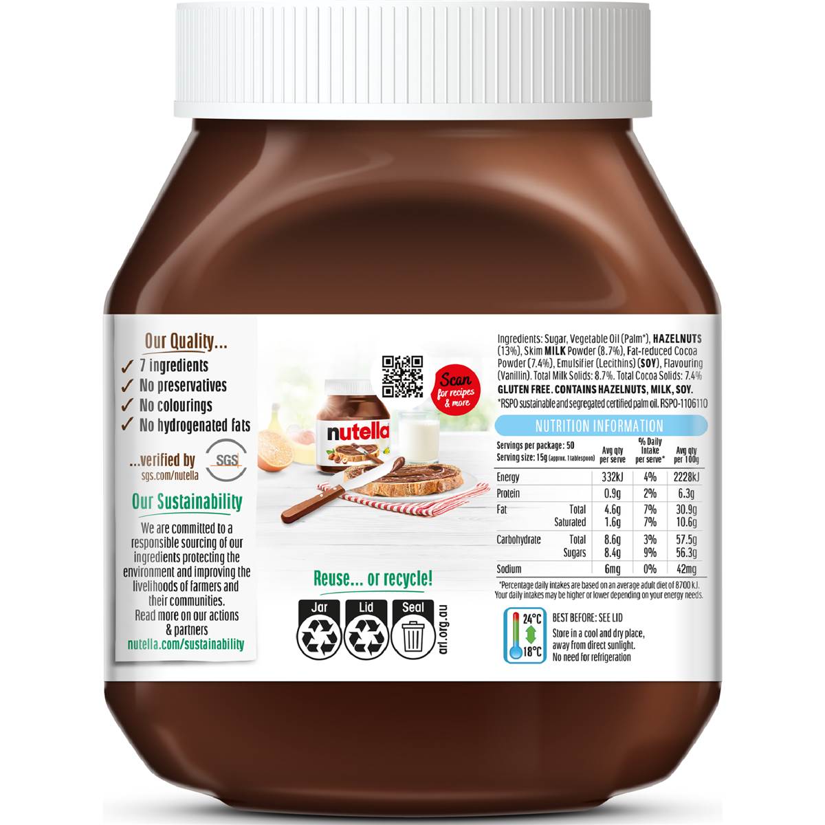 Nutella Hazelnut Chocolate Spread 750g Woolworths