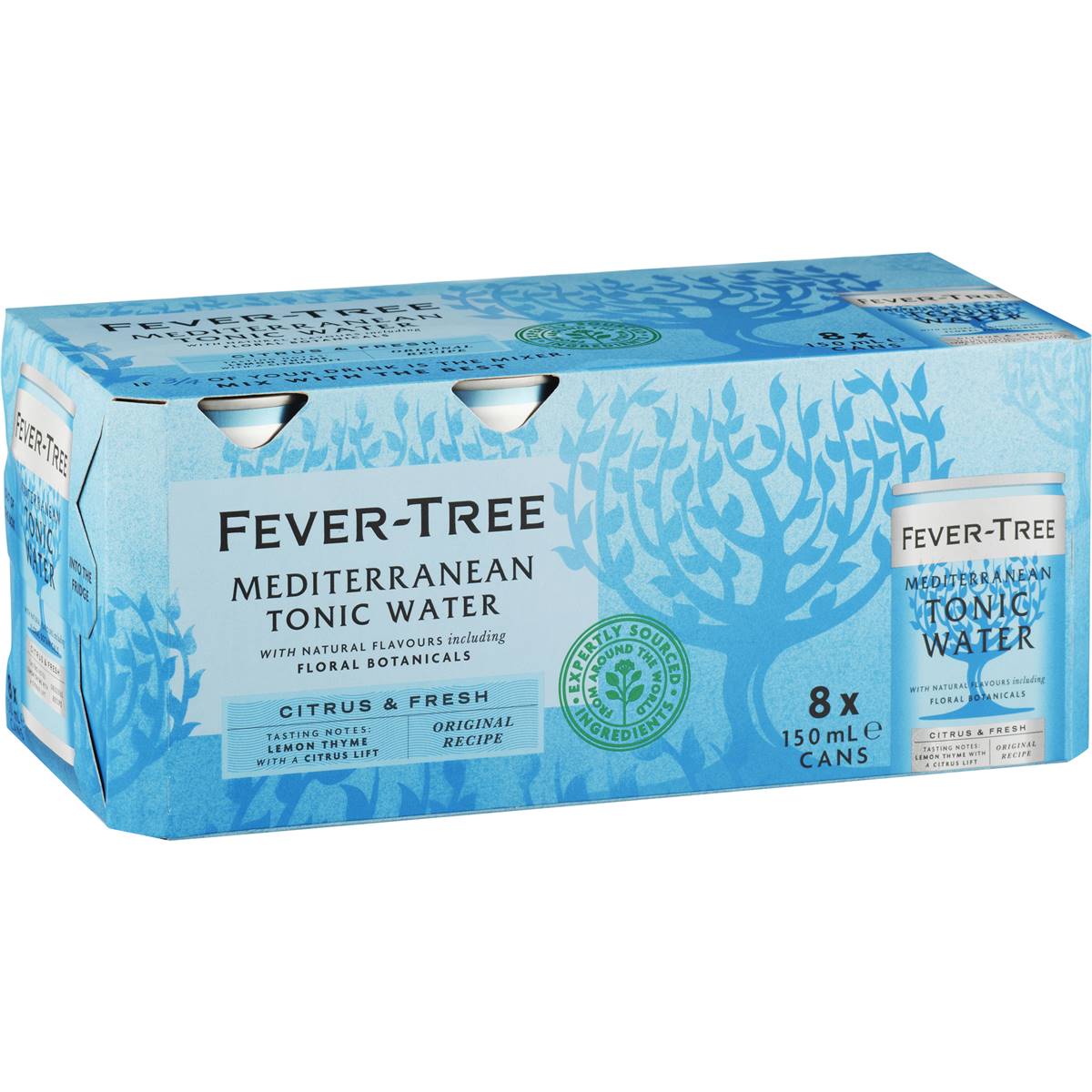 Fevertree Mediterranean Tonic Cans 150 Ml X8 Pack Woolworths