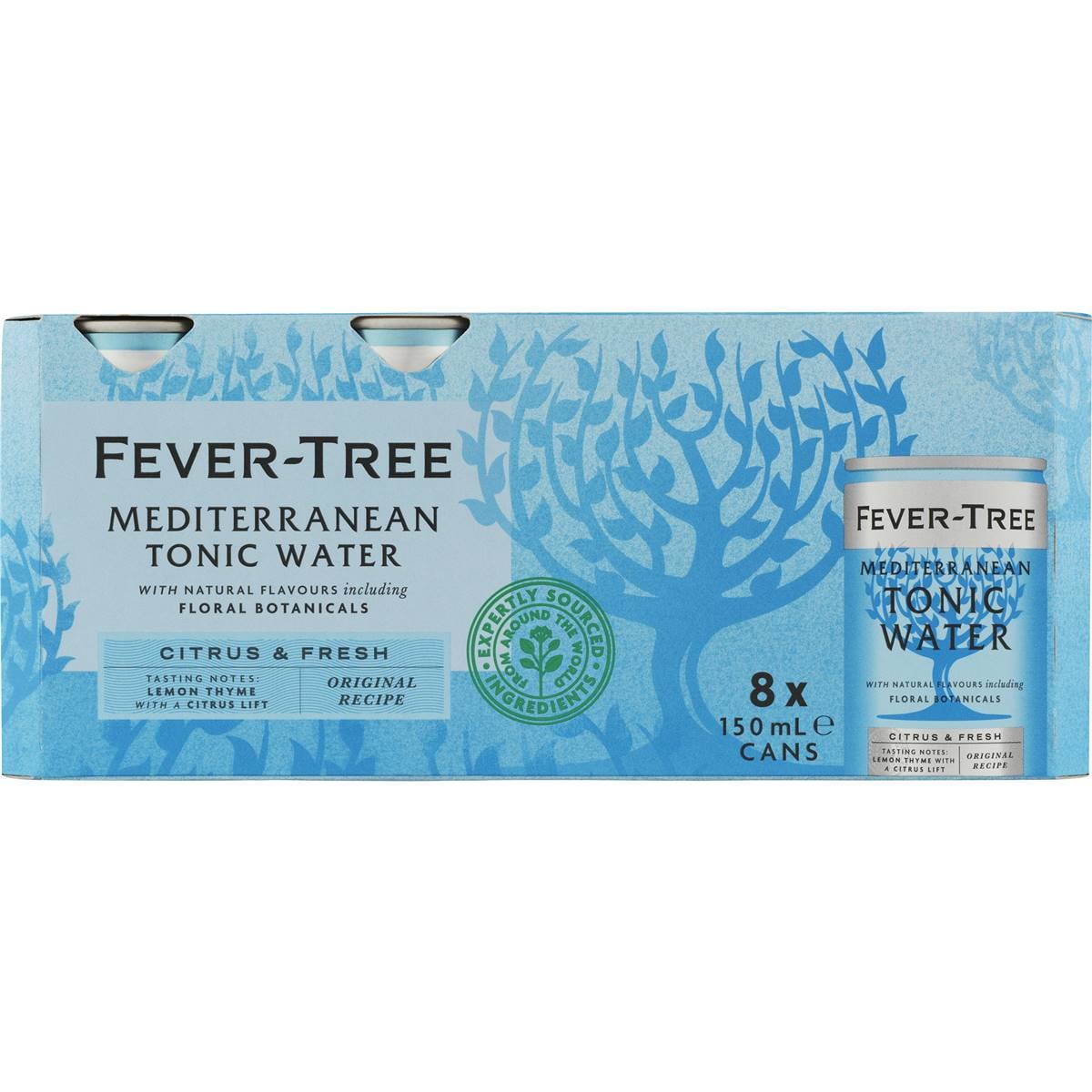 Fevertree Mediterranean Tonic Cans 150 Ml X8 Pack Woolworths