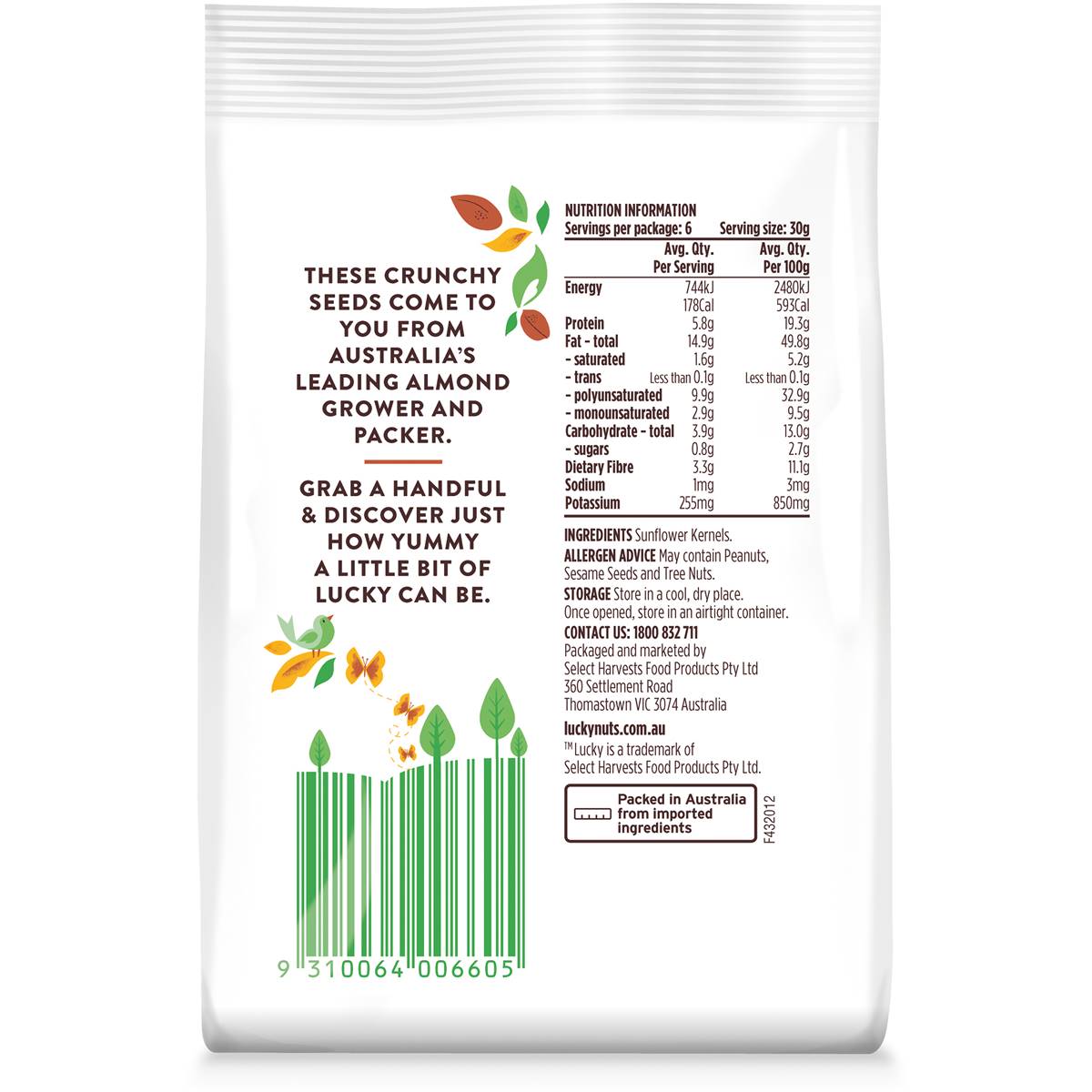 Lucky Toasted Sunflower Kernels 180g Woolworths