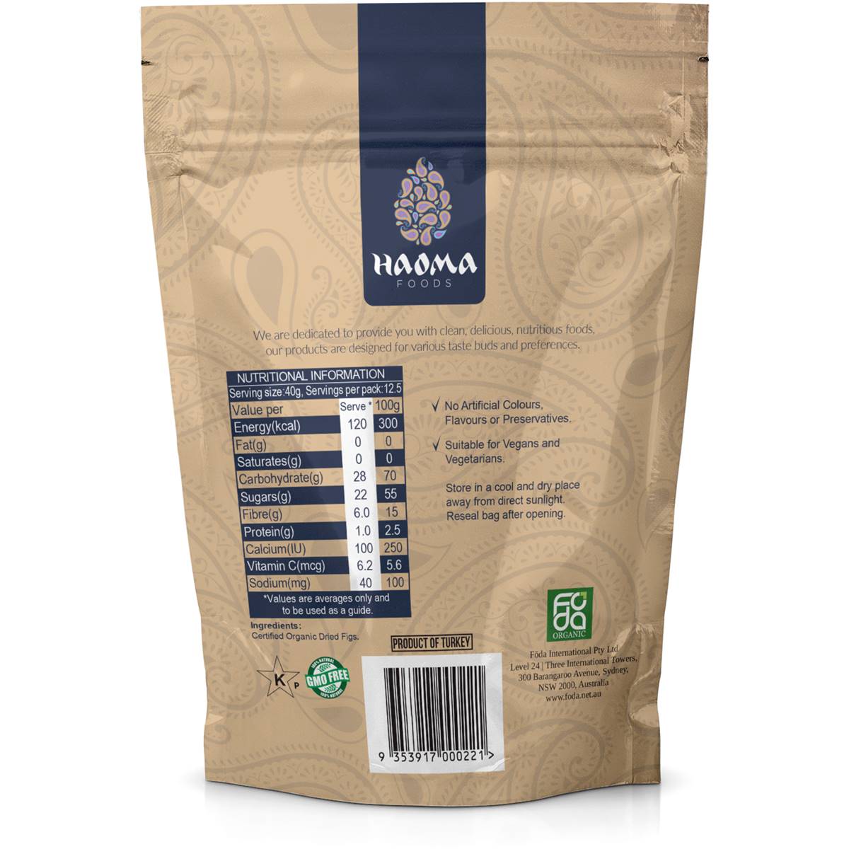 Haoma Organic Dried Figs 300g Woolworths
