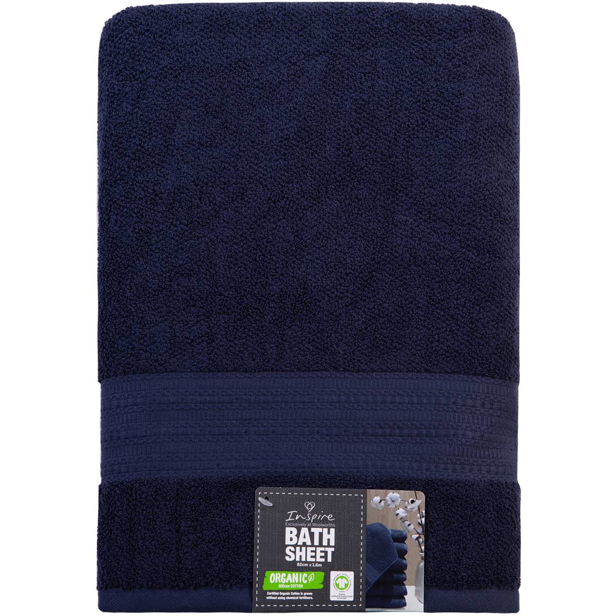 Inspire Organic Cotton Bath Sheet Each Woolworths