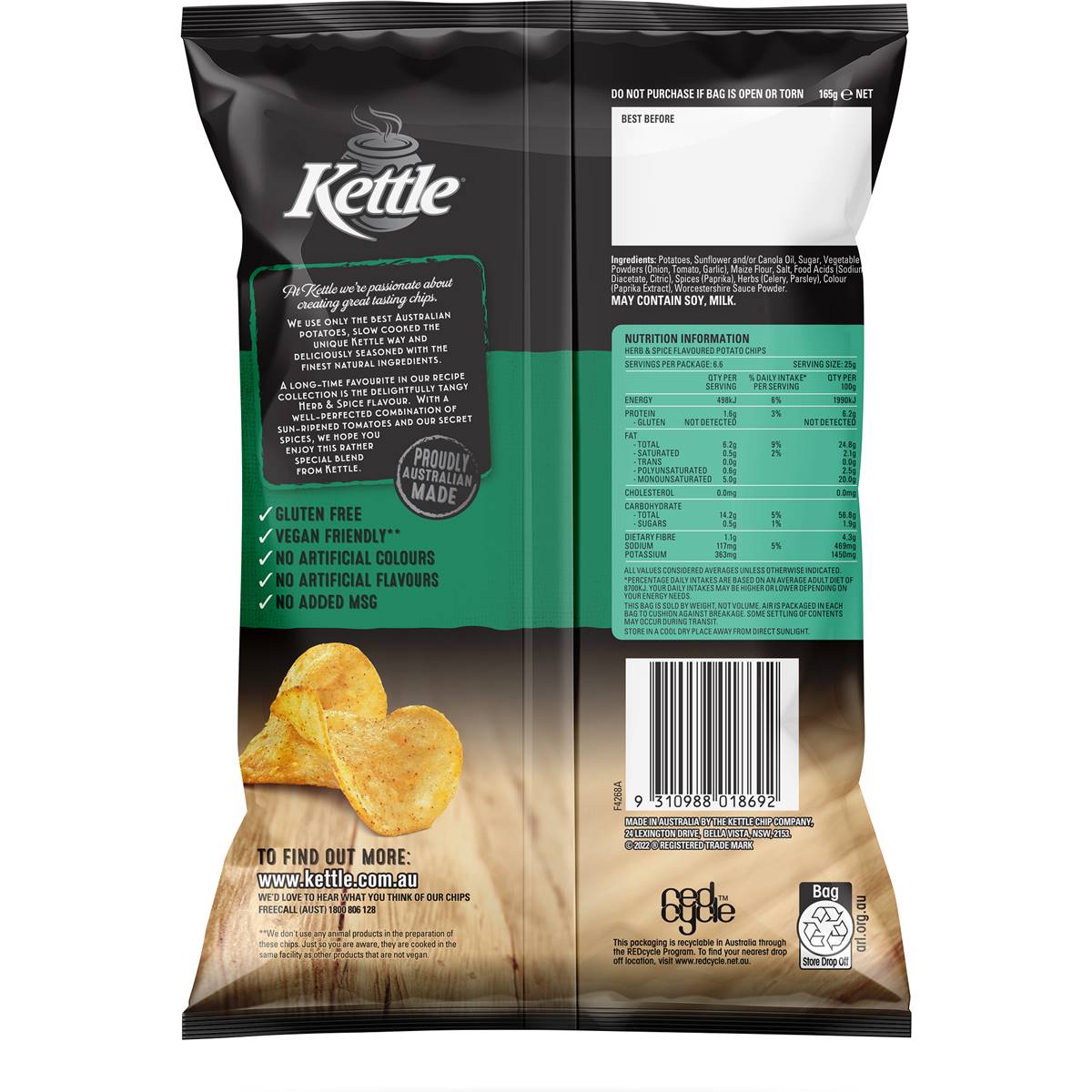 Kettle Classic Herb & Spice Chips 165g Woolworths