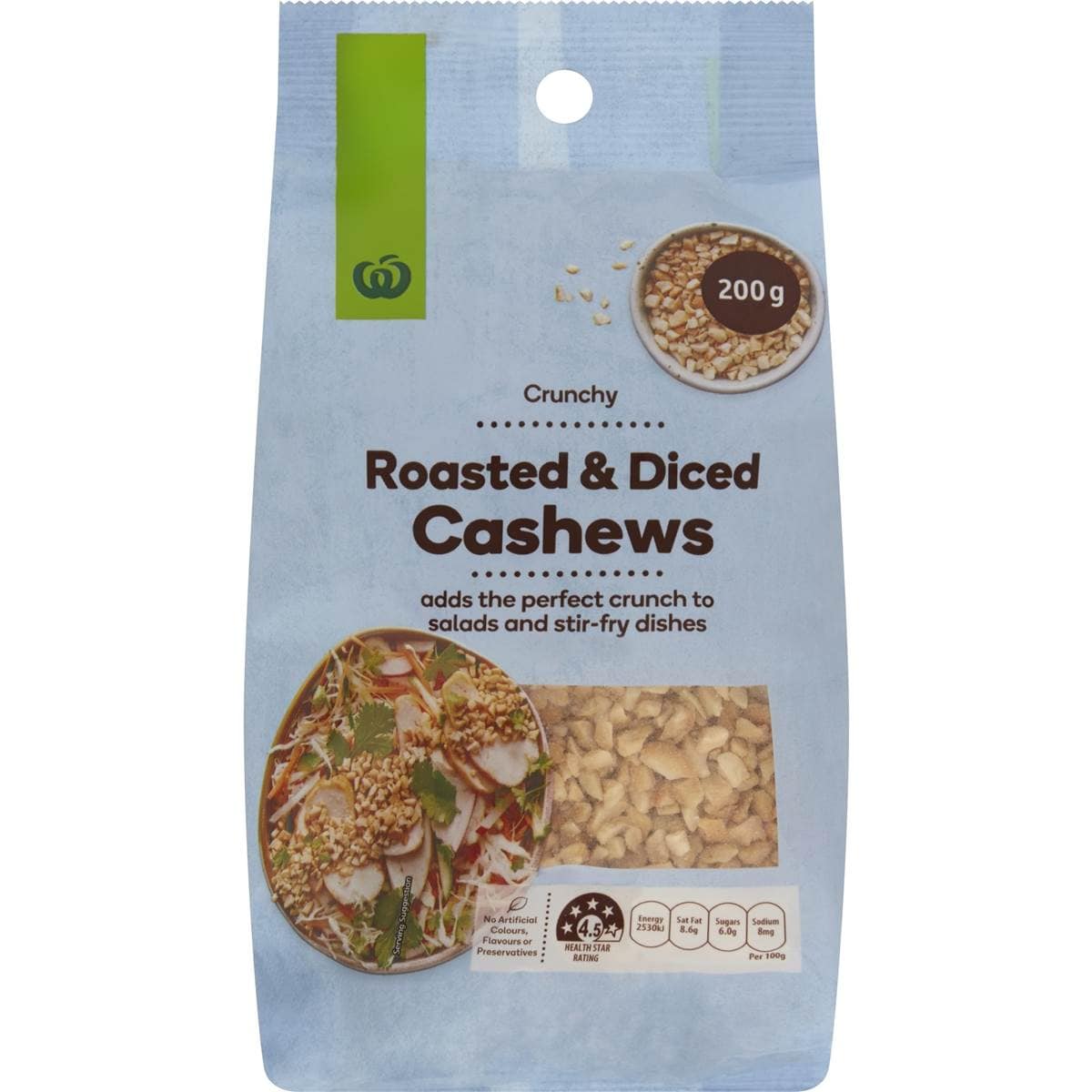 Woolworths Roasted & Diced Cashews 200g Woolworths