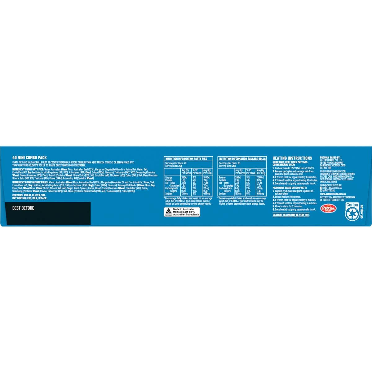 Patties Party Pack Mini Pies & Sausage Rolls 1kg Woolworths