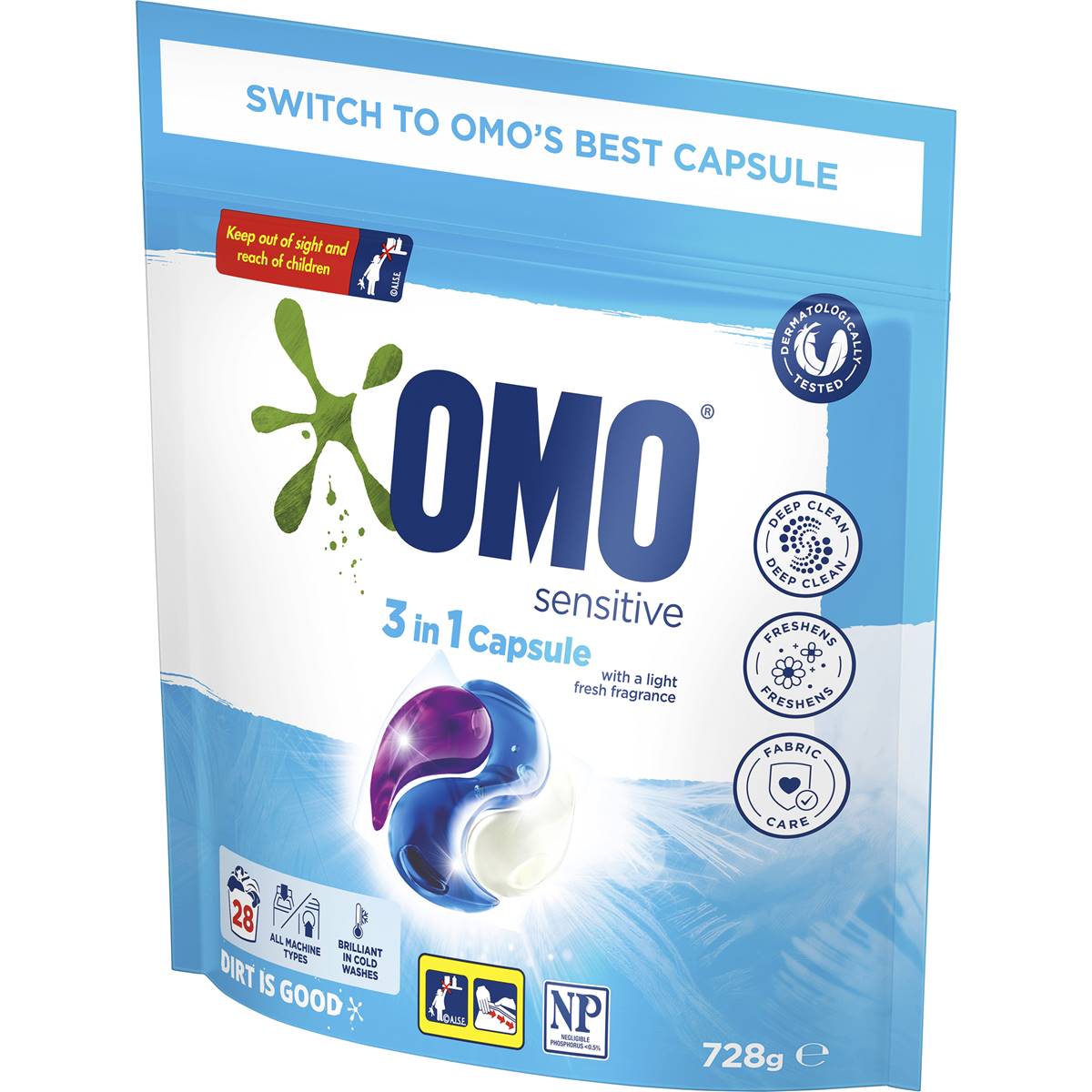 Omo Laundry Capsules 3 In 1, Sensitive 28 Pack Woolworths