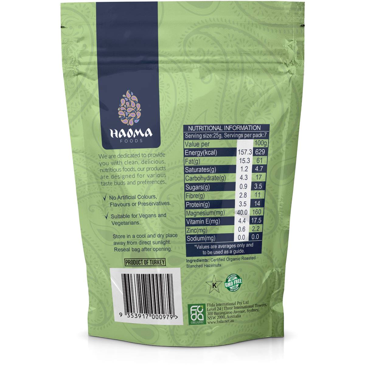 Haoma Organic Roasted Blanched Hazelnuts 175g Woolworths
