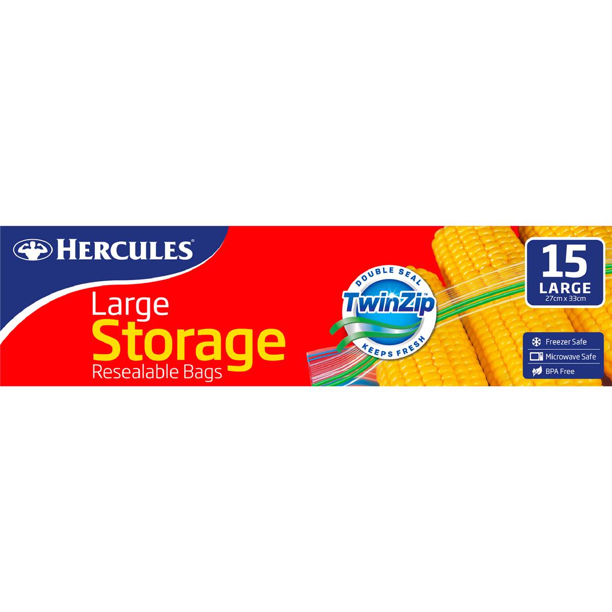 Hercules Resealable Large Storage Bags 15 Pack Woolworths