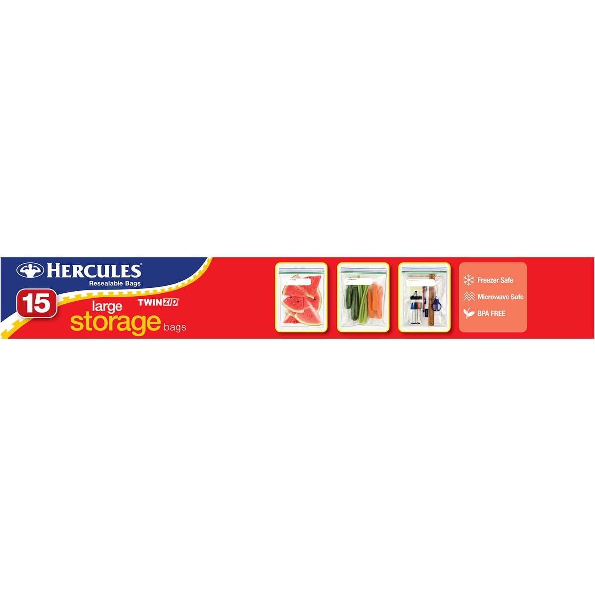 Hercules Resealable Large Storage Bags 15 Pack Woolworths