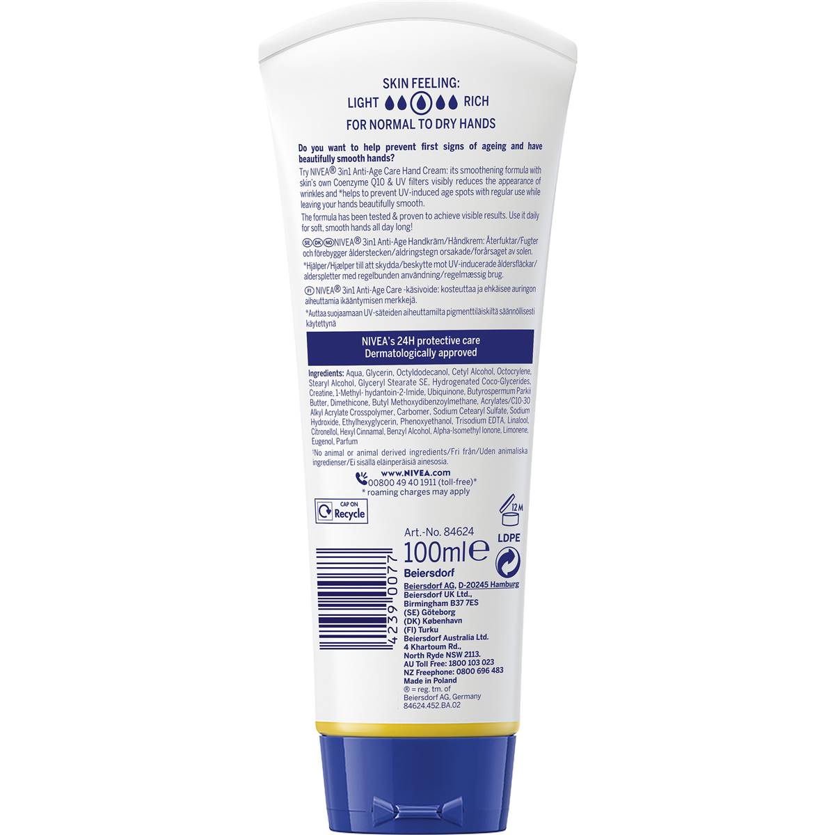 Nivea 3 In 1 Anti Age Care Hand Cream Enriched With Q10 100ml Woolworths