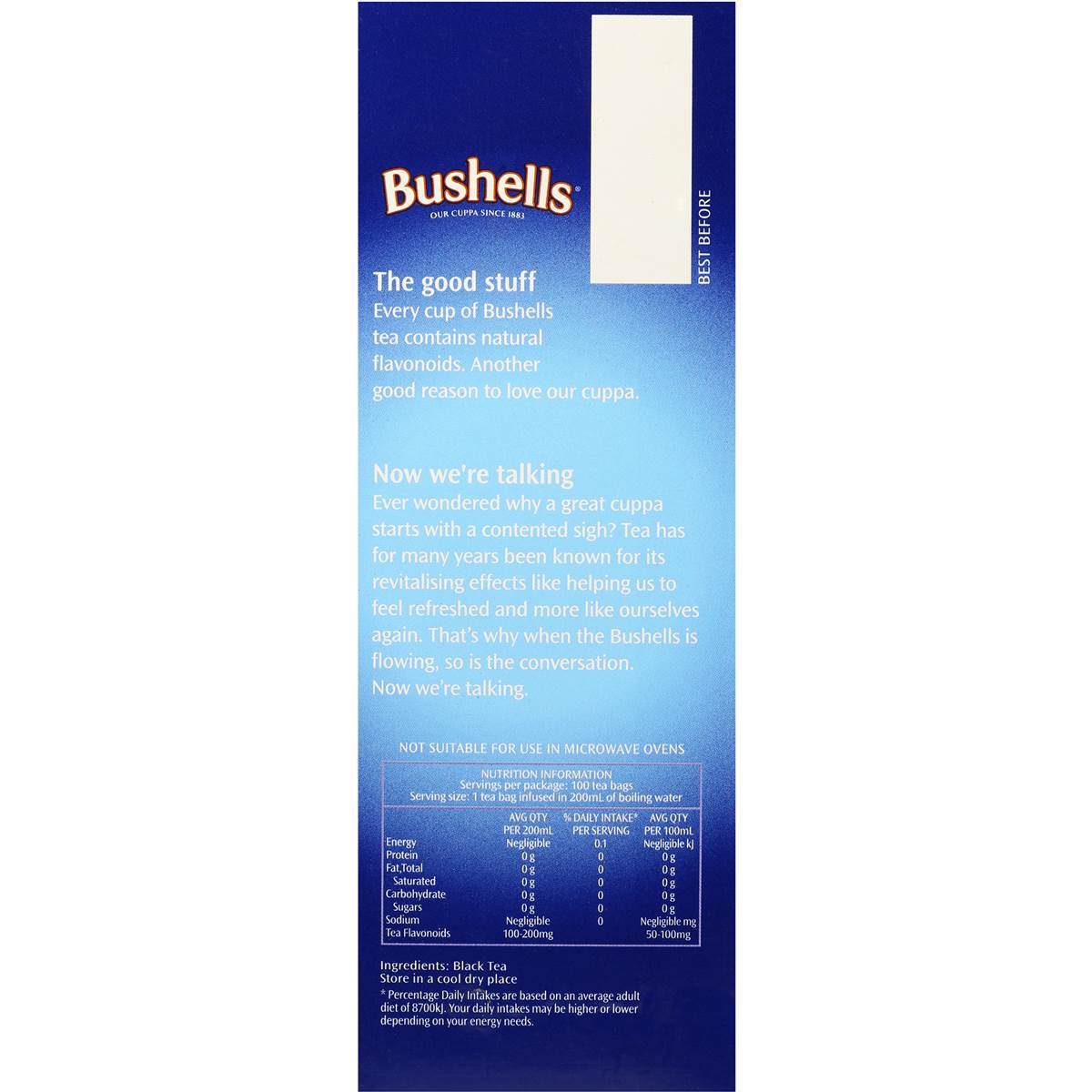 Bushells Black Tea Extra Strong 100pk 200g Woolworths