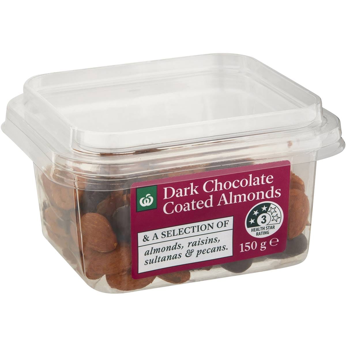 Woolworths Dark Chocolate Coated Almonds Nuts & Fruit Snack Pot 150g