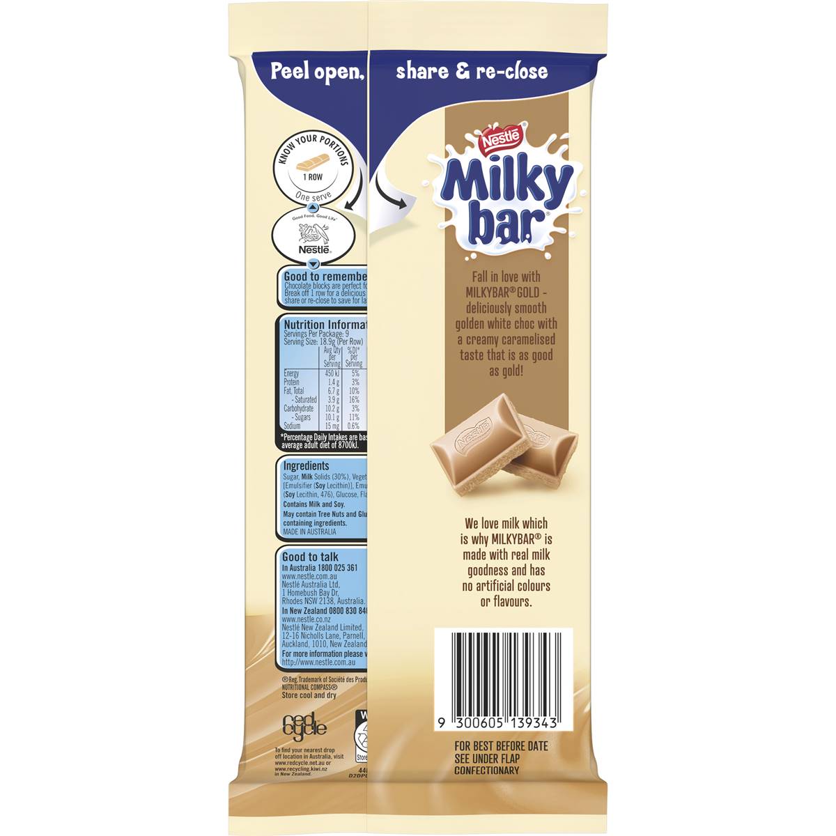 Nestle Milkybar Gold Chocolate Block 170g Woolworths