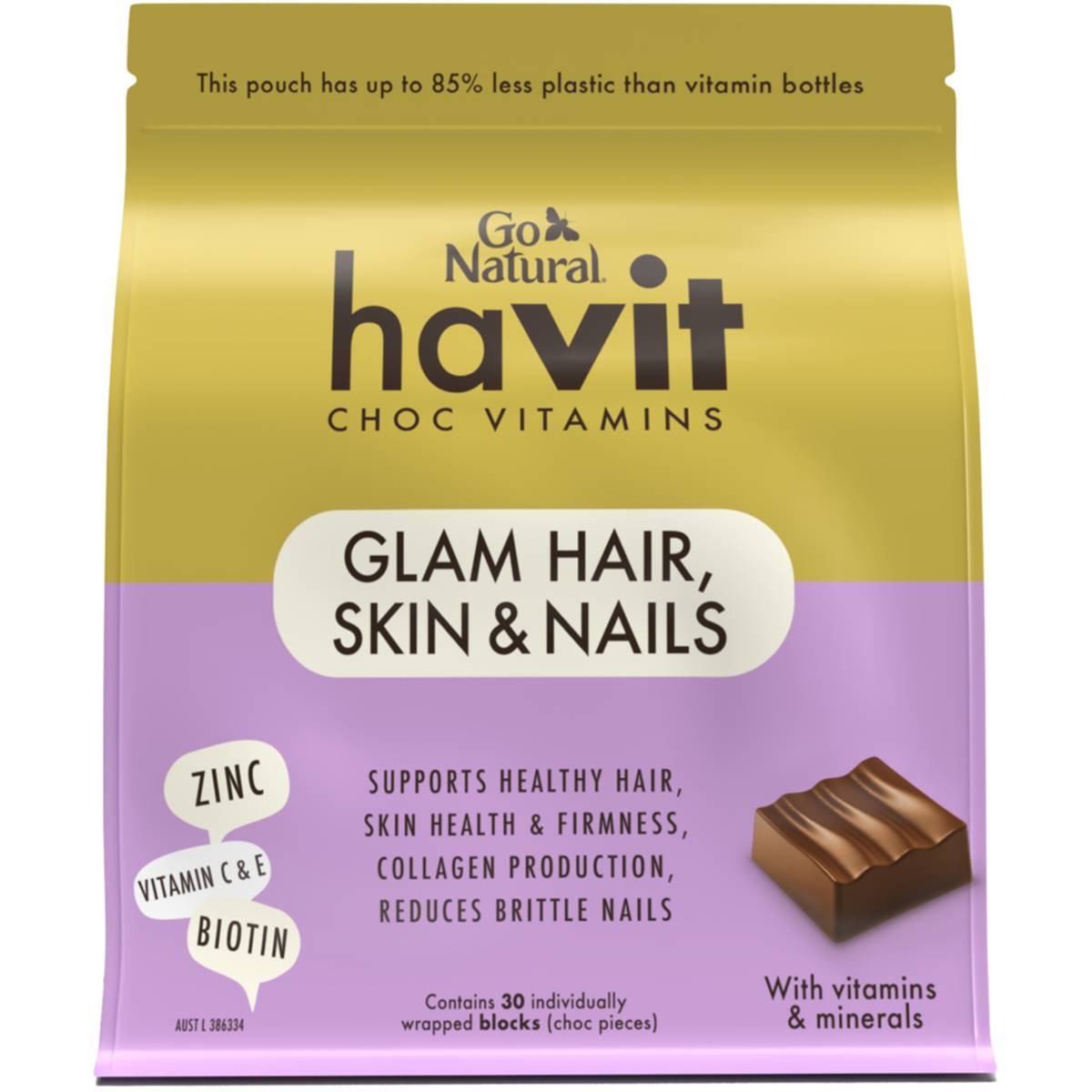 Go Natural Havit Choc Vitamins Glam Hair, Skin & Nails