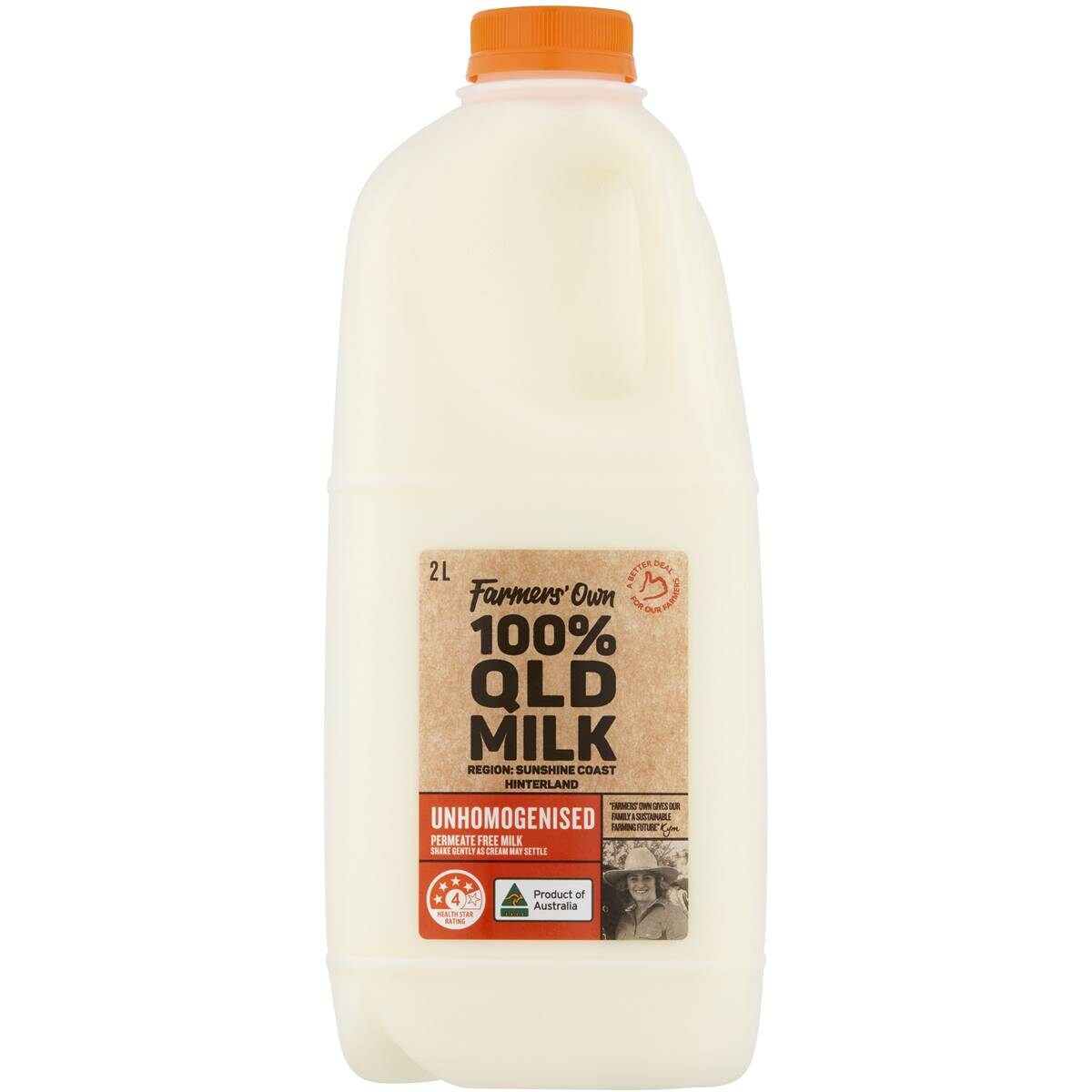 Farmers Own Unhomogenised Full Cream Milk 2l Woolworths
