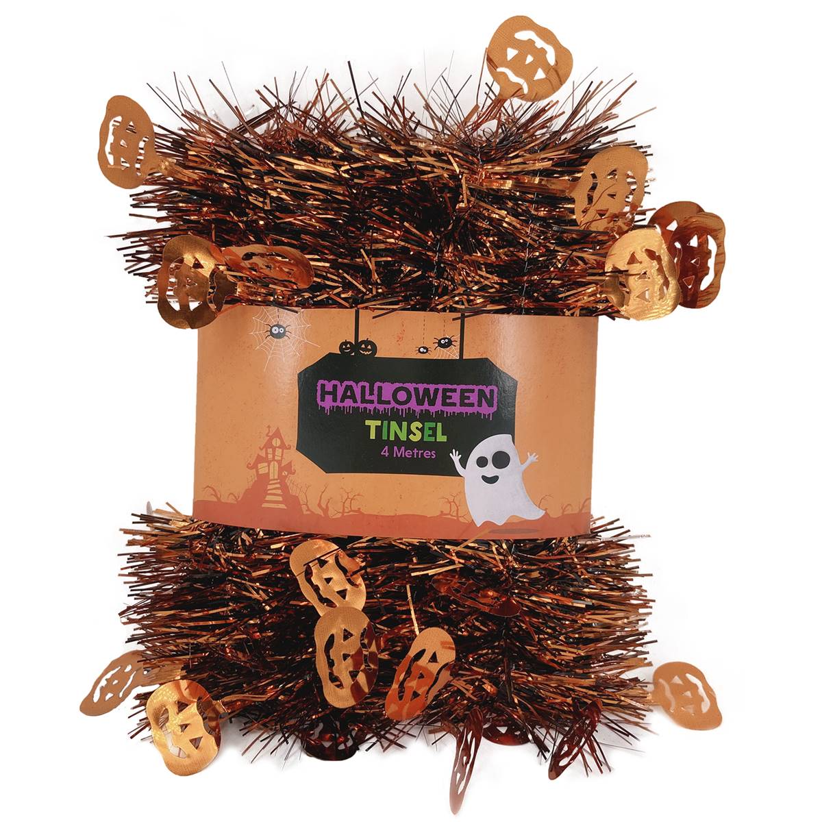 Halloween Tinsel 4 Metre Pumpkin Orange Each Woolworths