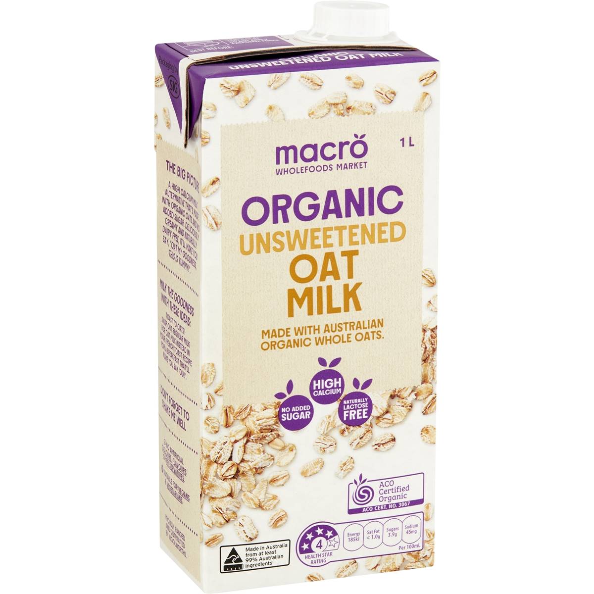 Macro Organic Oat Milk Unsweetened 1l Woolworths
