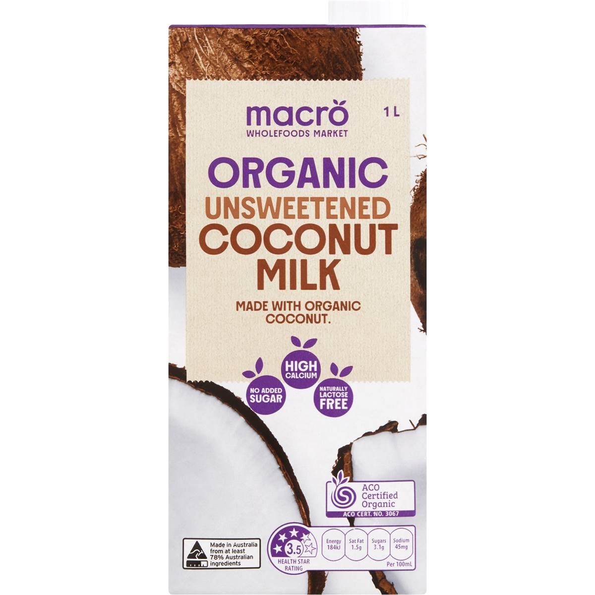 Macro Organic Coconut Milk Unsweetened 1l Woolworths
