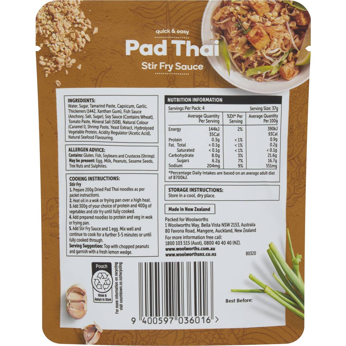Woolworths Pad Thai Stir Fry Sauce 150g Woolworths