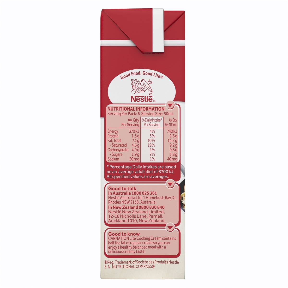 Nestle Carnation Lite Cooking Cream 300ml Woolworths