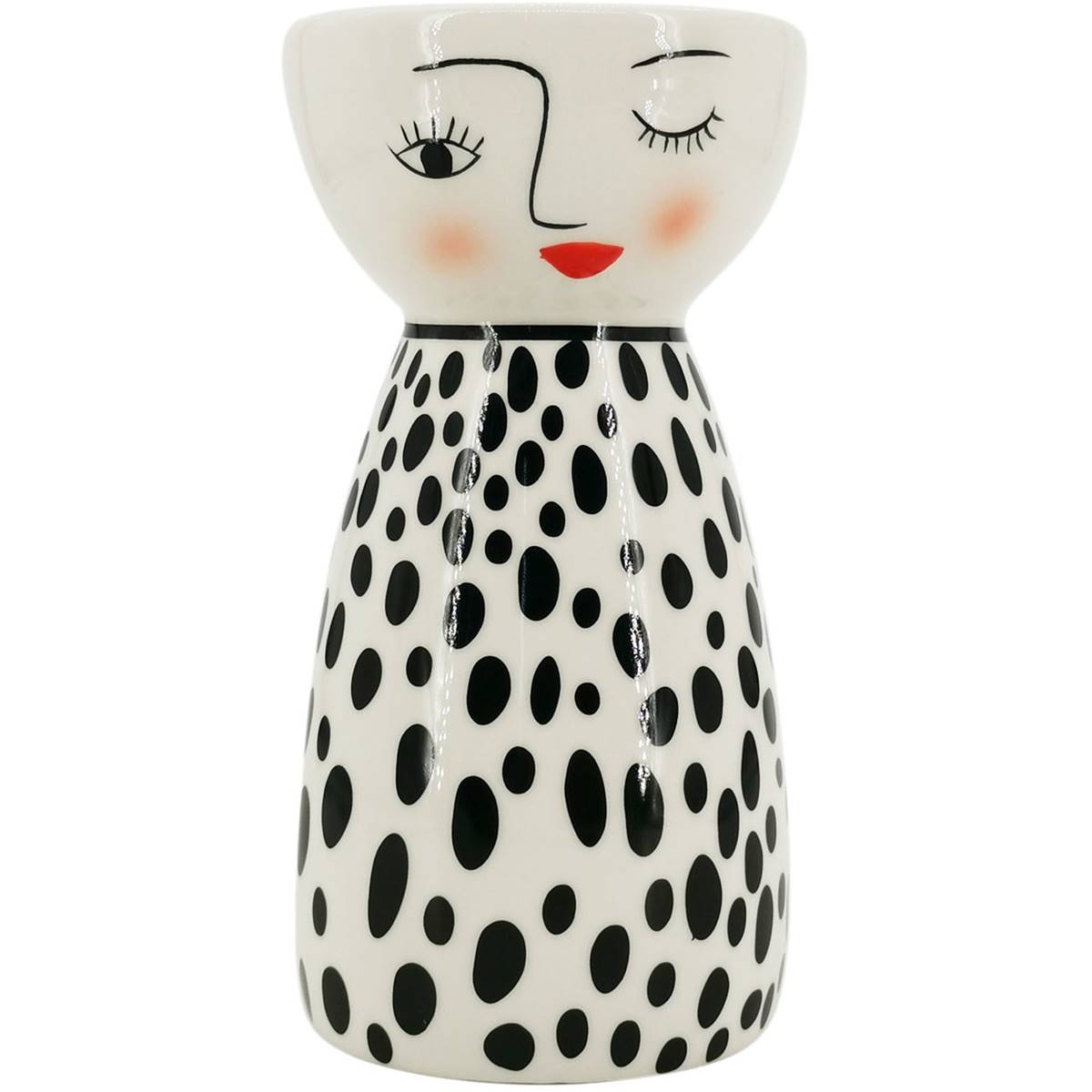 Green Gardener Funny Face Pot Planter Black