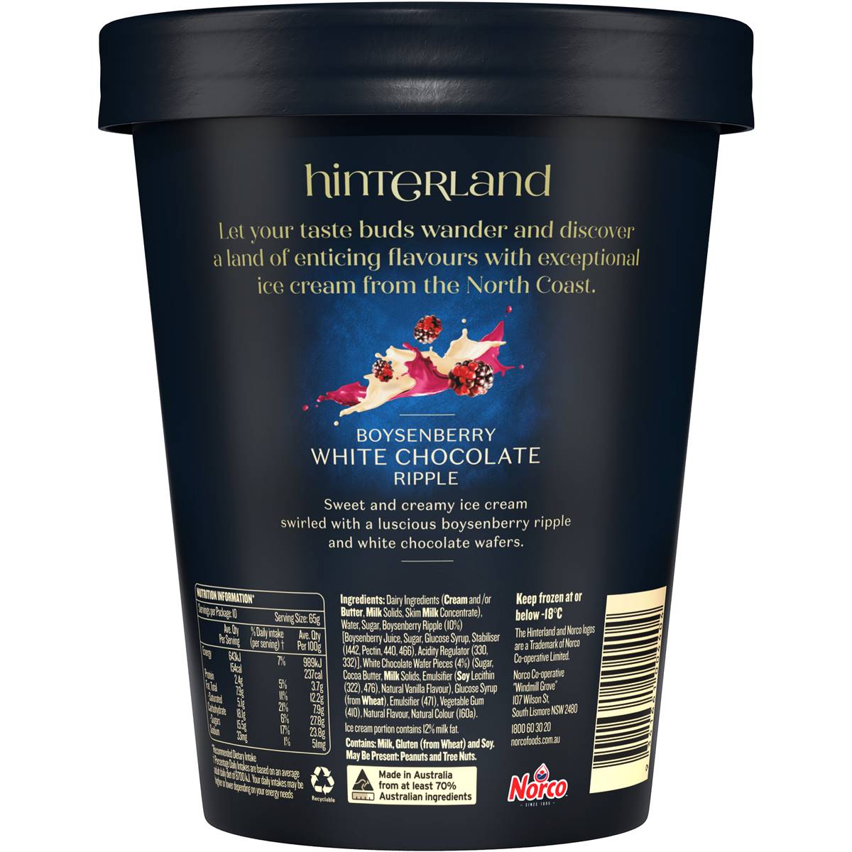 Hinterland Boysenberry White Chocolate Ripple Ice Cream 1l Woolworths